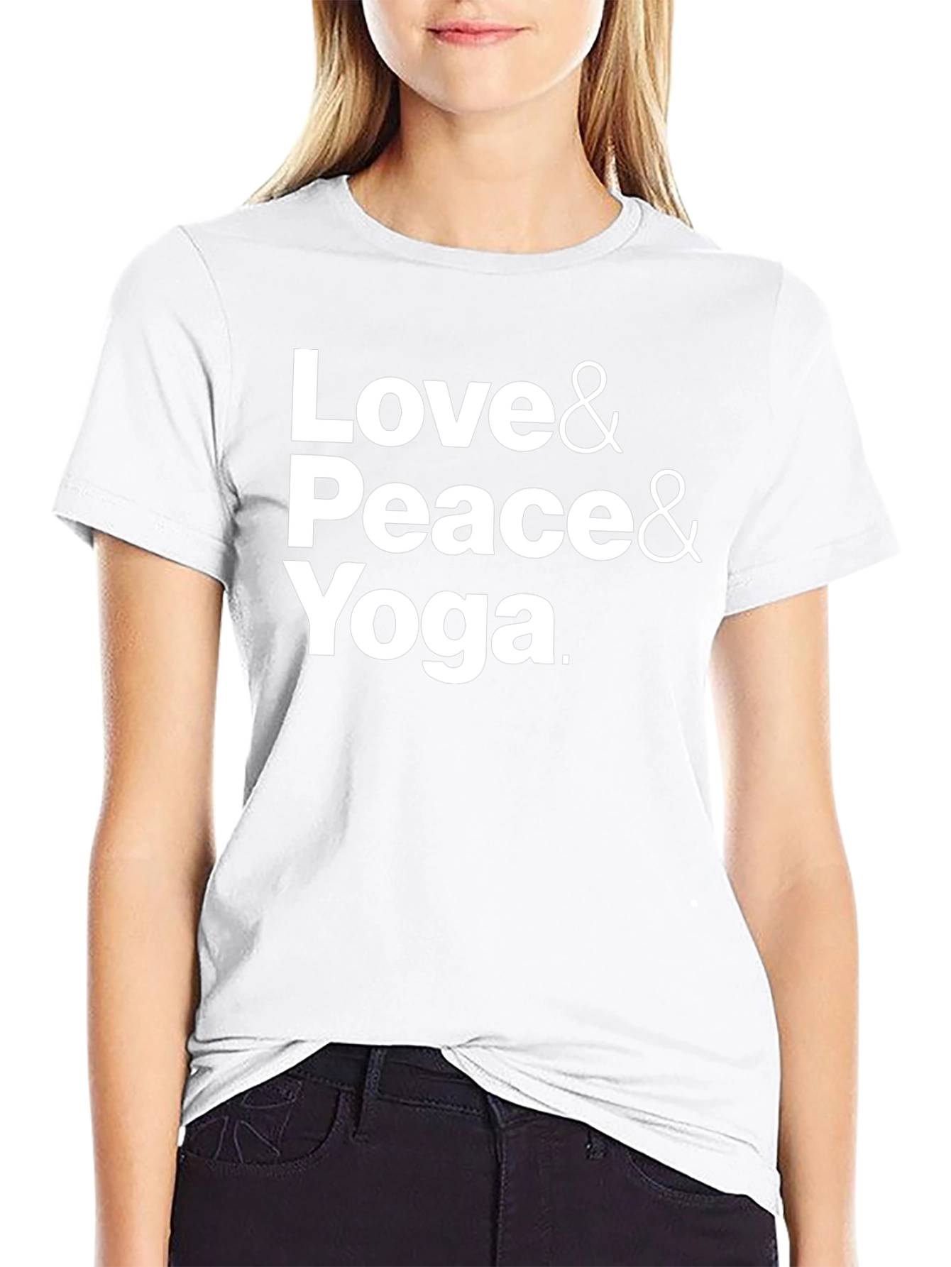 Love Peace Yoga T-Shirt - Black Cotton Blend