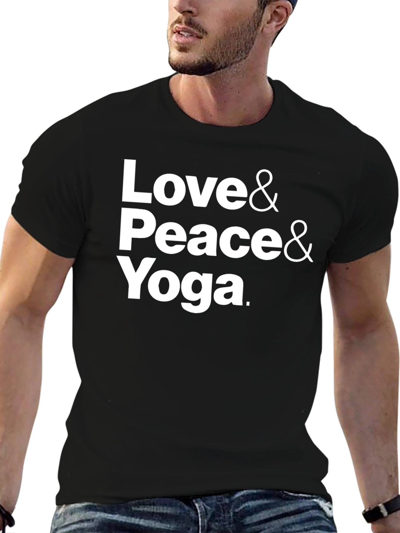 Love Peace Yoga T-Shirt - Black Cotton Blend