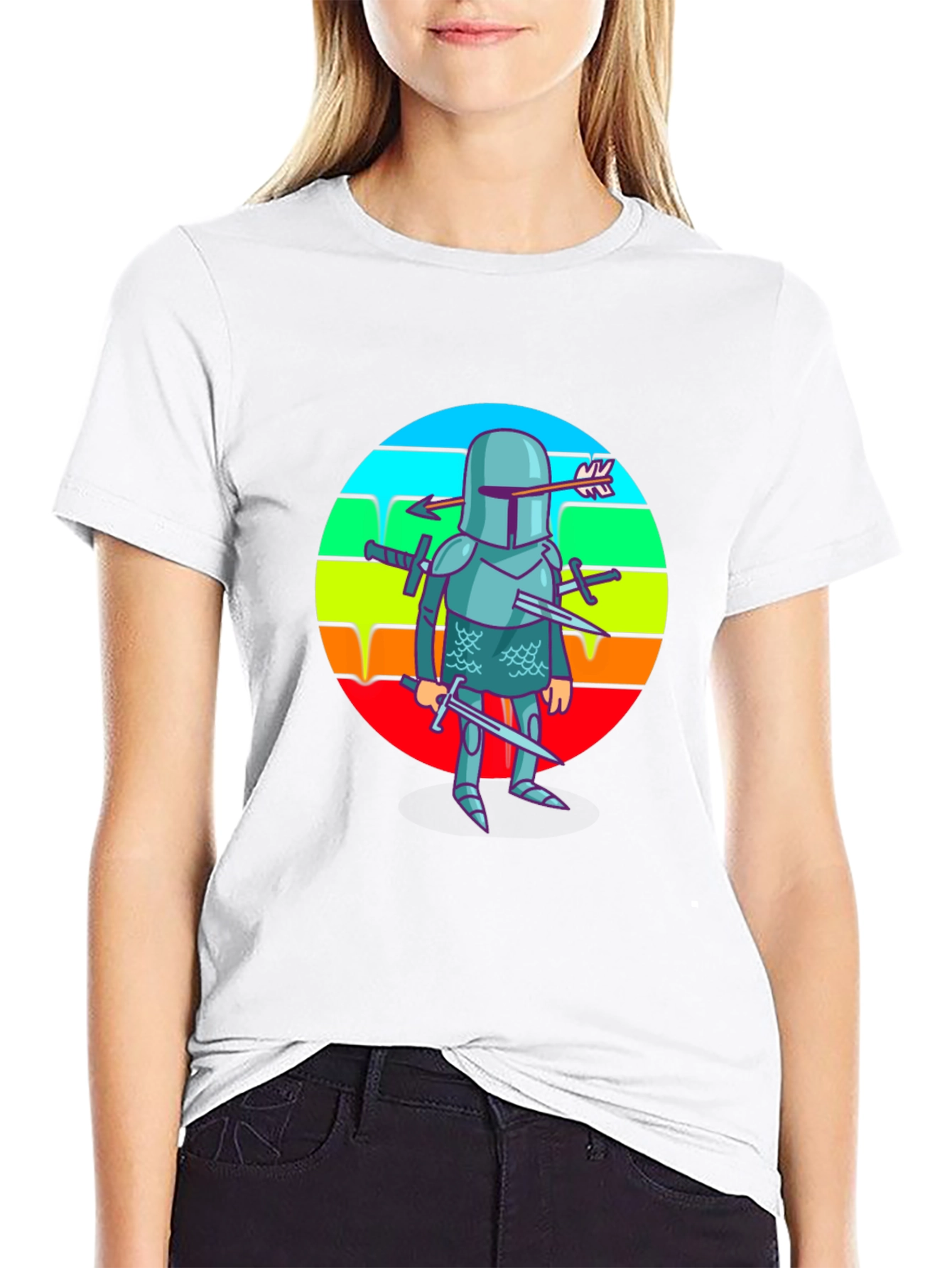 Humorous Knight T-Shirt - Cartoon Style