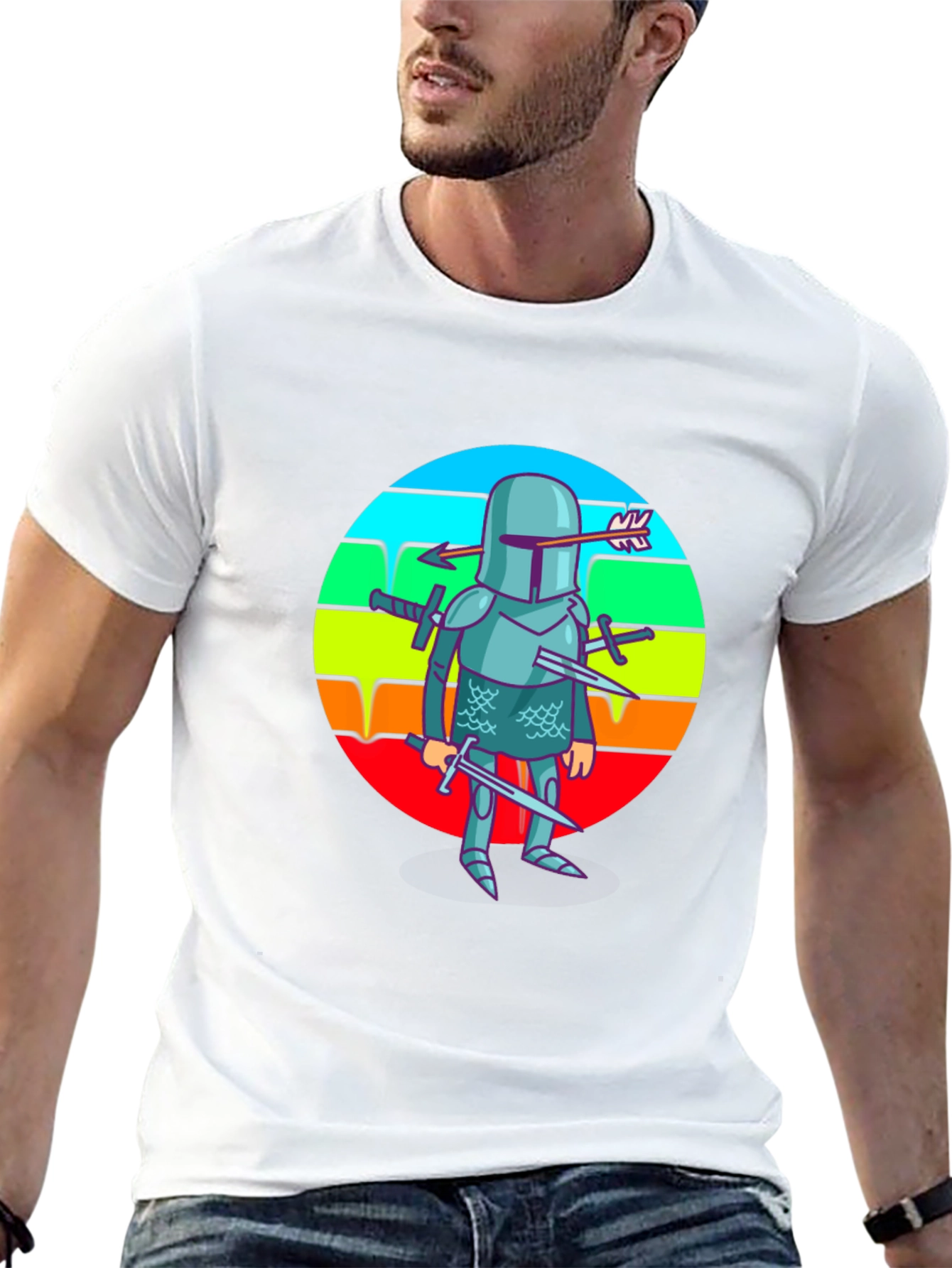 Humorous Knight T-Shirt - Cartoon Style