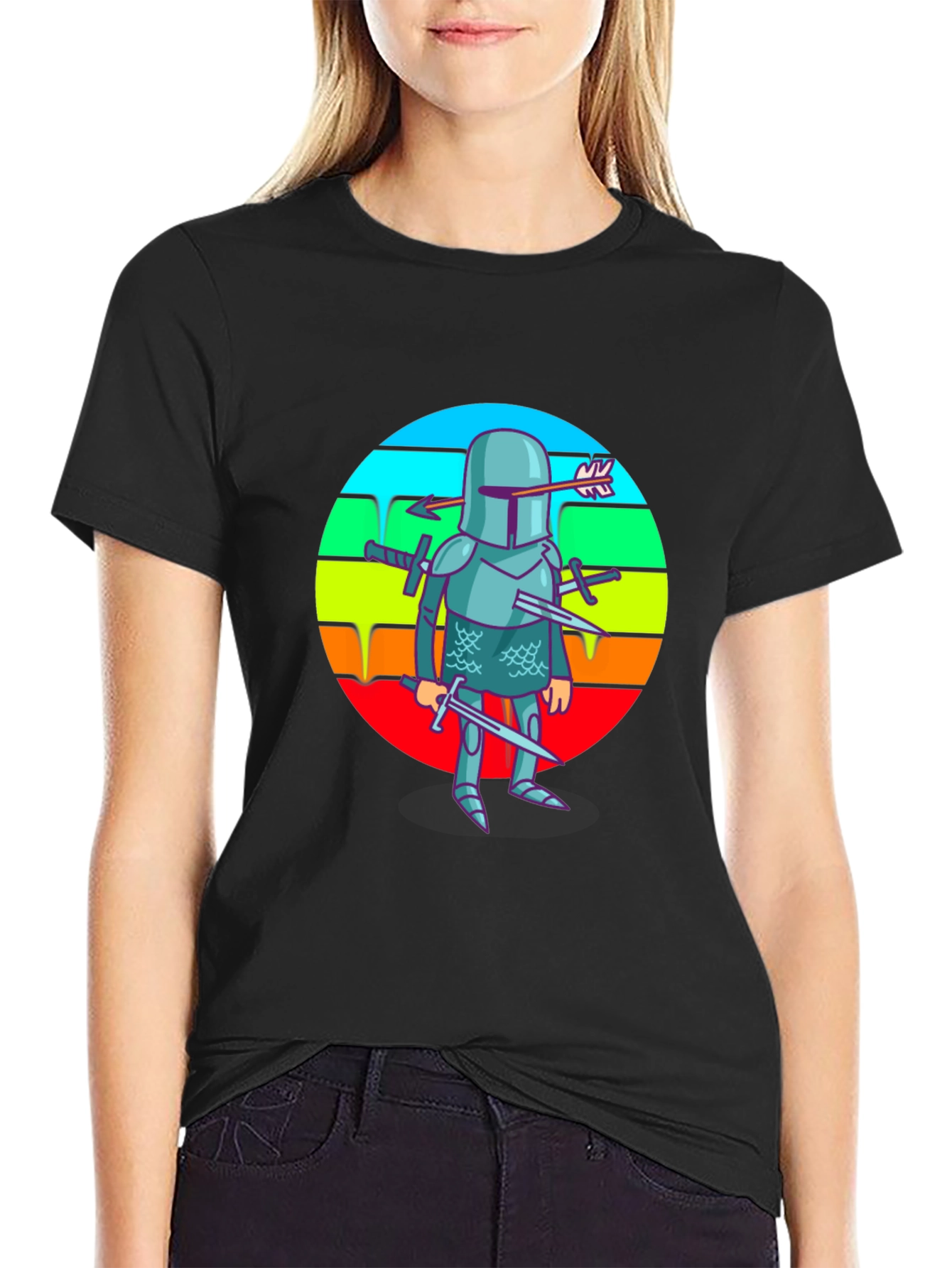 Humorous Knight T-Shirt - Cartoon Style