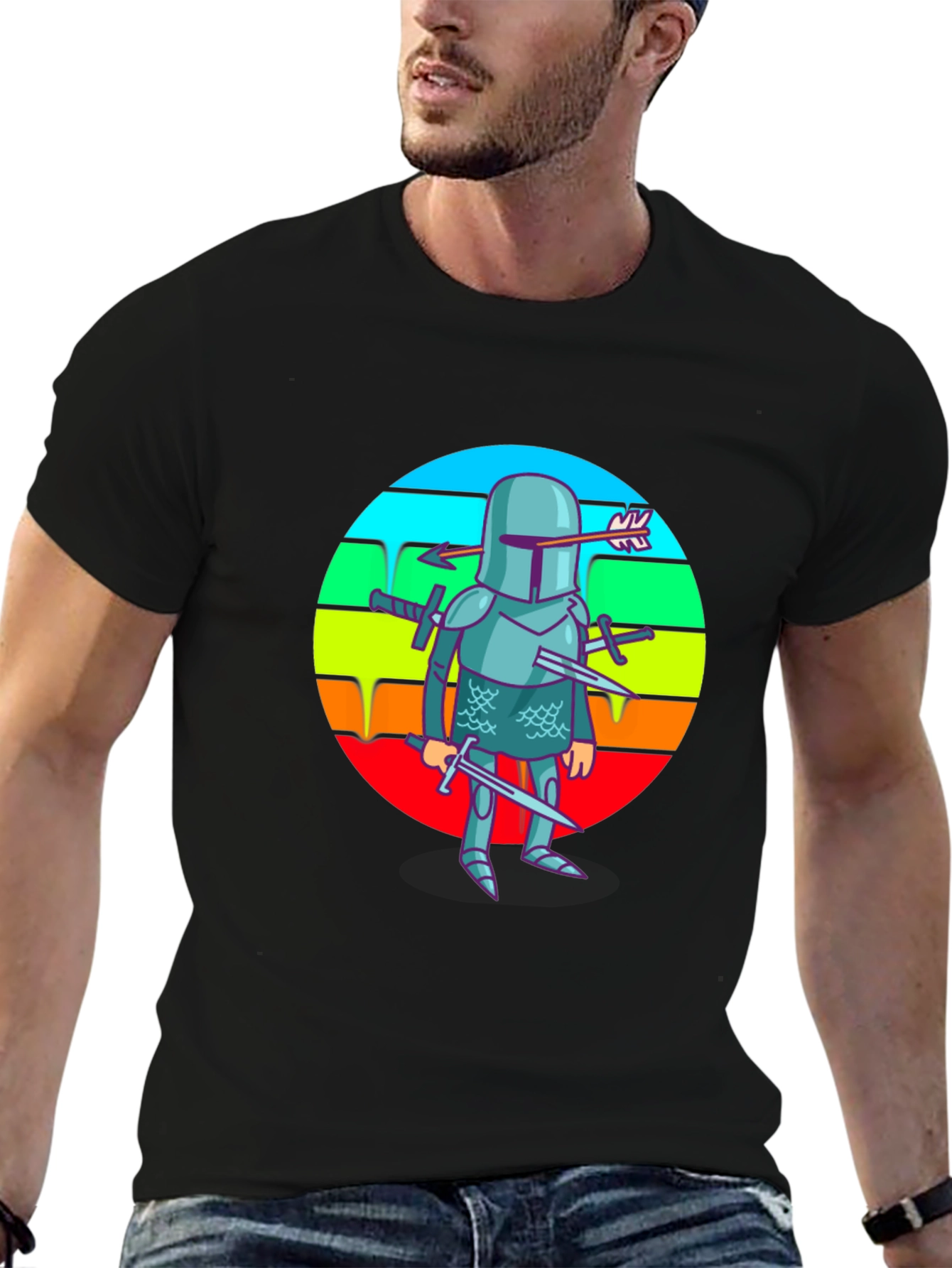 Humorous Knight T-Shirt - Cartoon Style