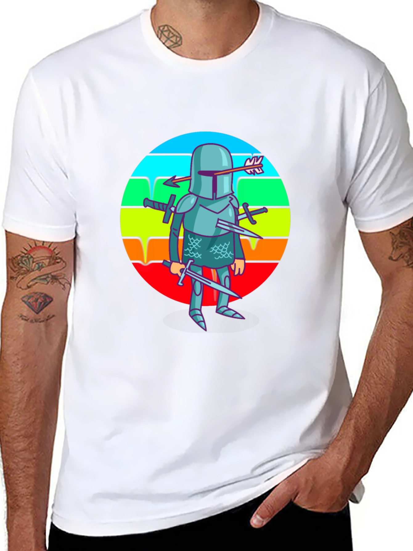 Humorous Knight T-Shirt - Cartoon Style