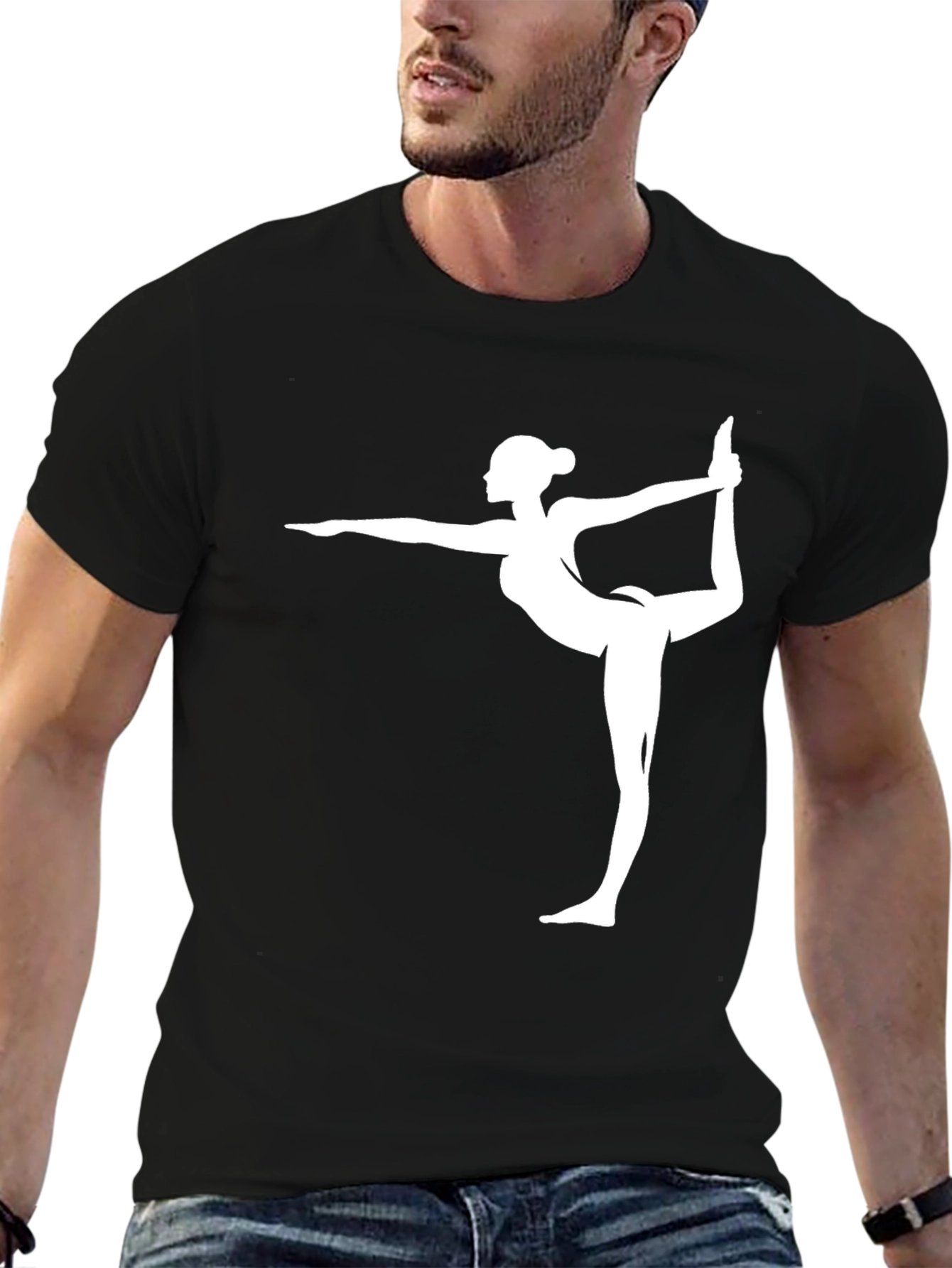 Yoga Pose Graphic T-Shirt - Black Cotton Tee