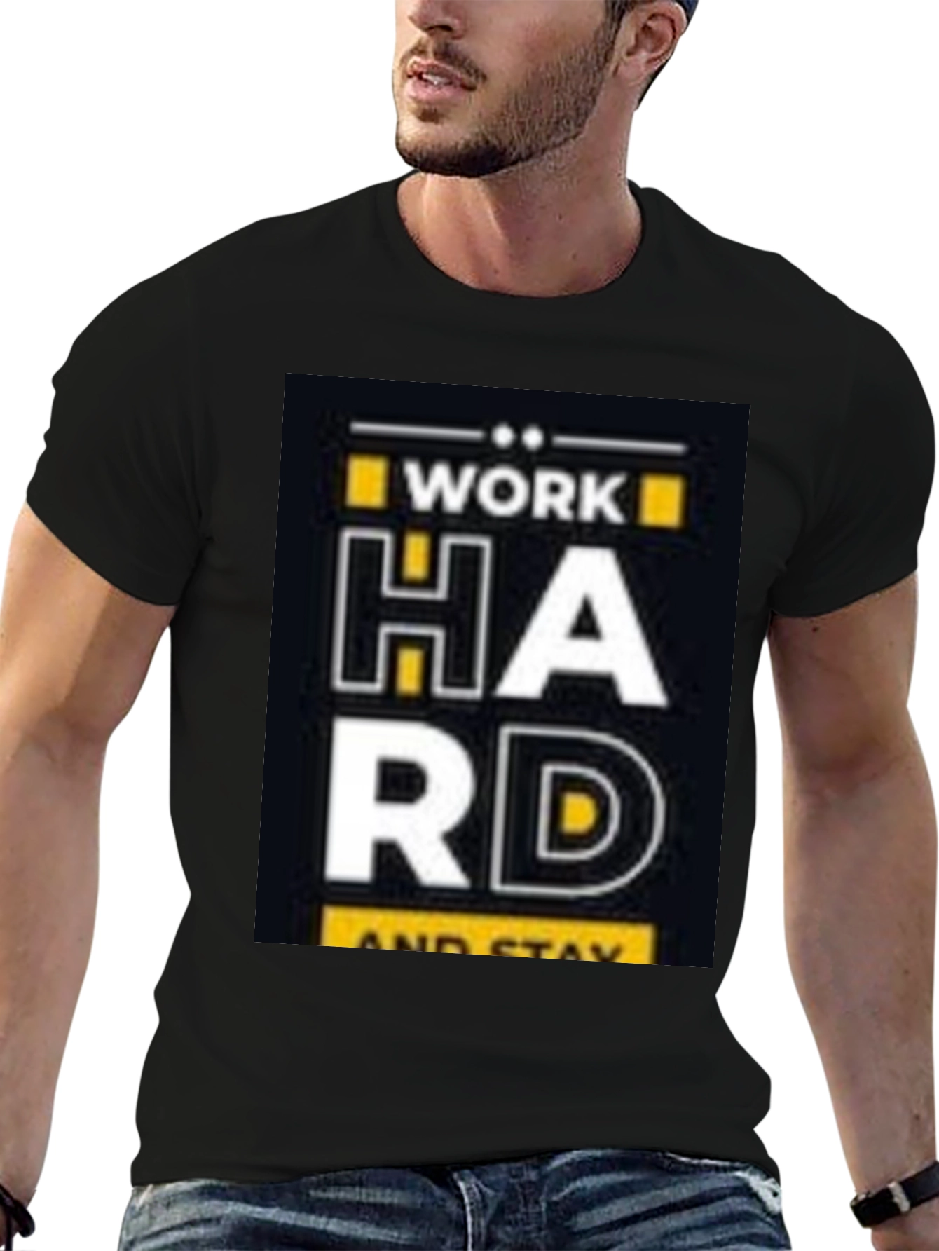 Work Hard Stay Positive Black Graphic Tee
