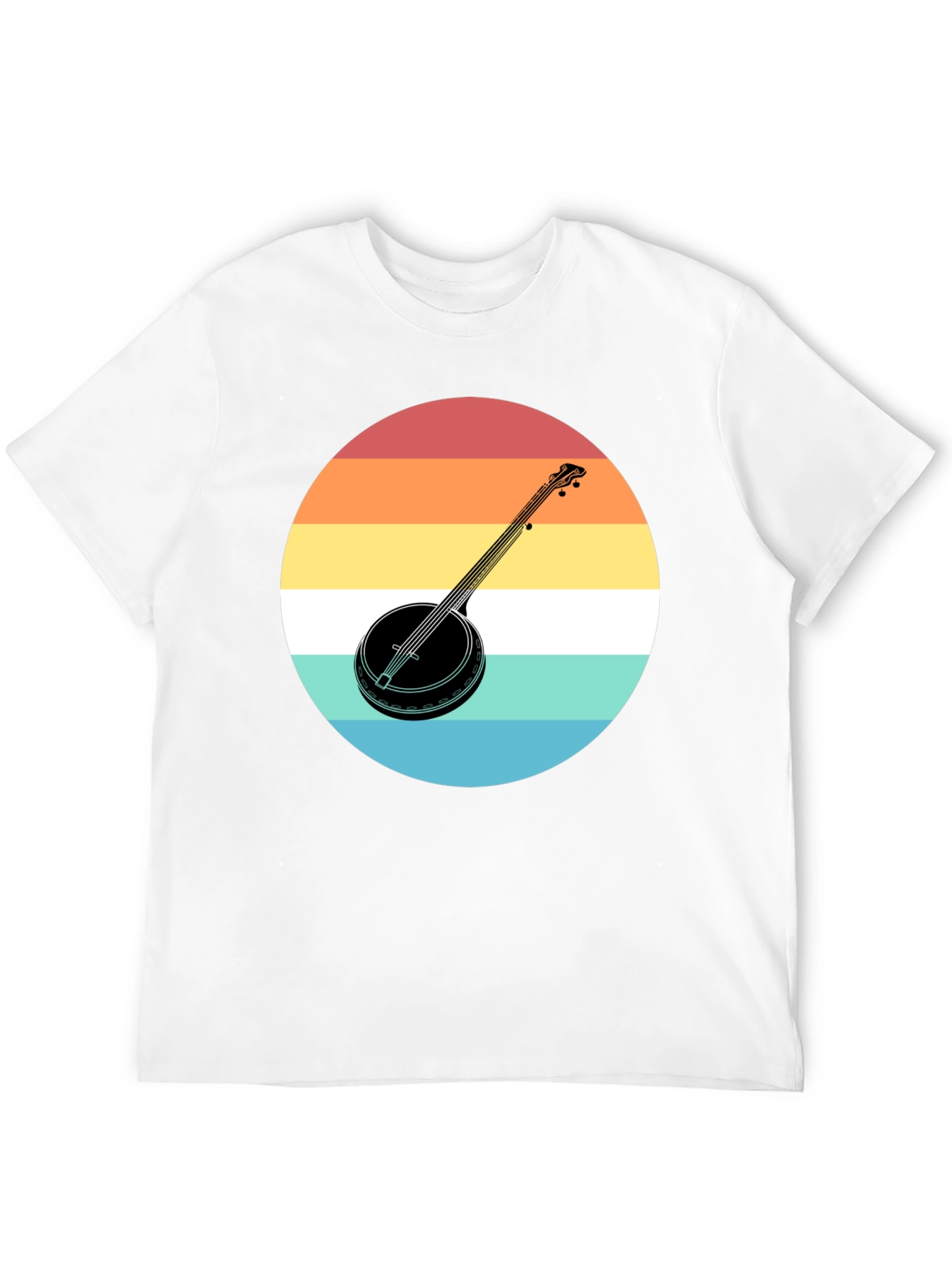 Retro Banjo Sunset Graphic Tee - Black Cotton T-Shirt