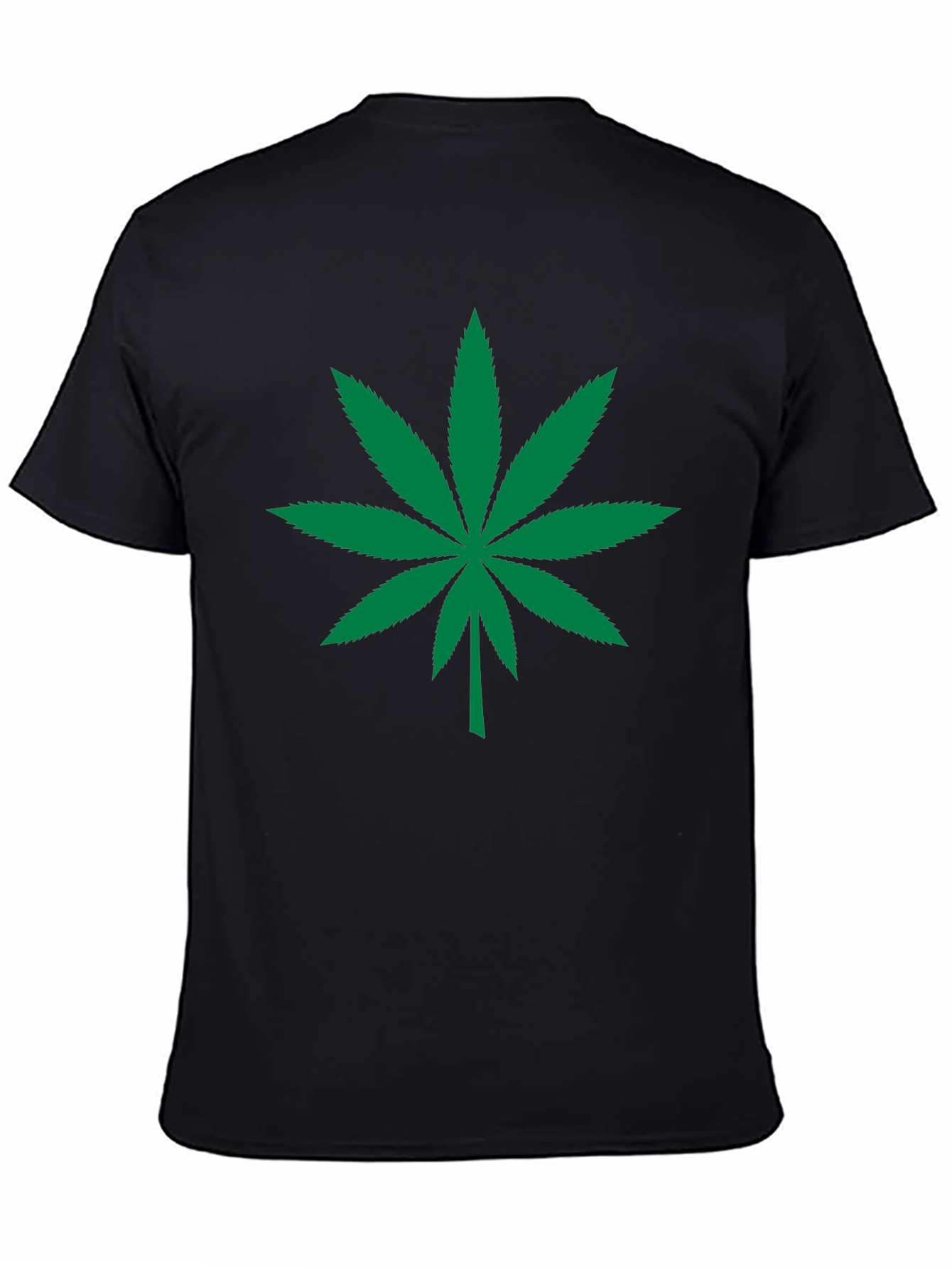 Cannabis Leaf Graphic Tee - Black Cotton T-Shirt