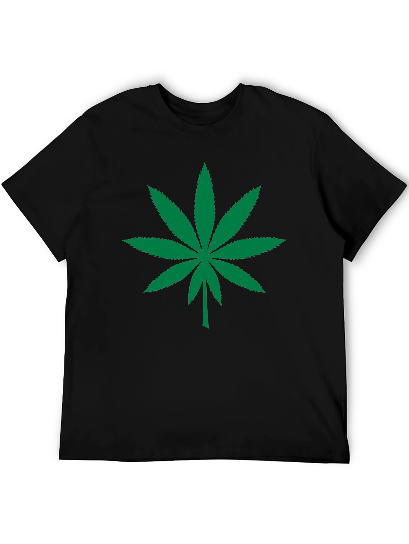 Cannabis Leaf Graphic Tee - Black Cotton T-Shirt