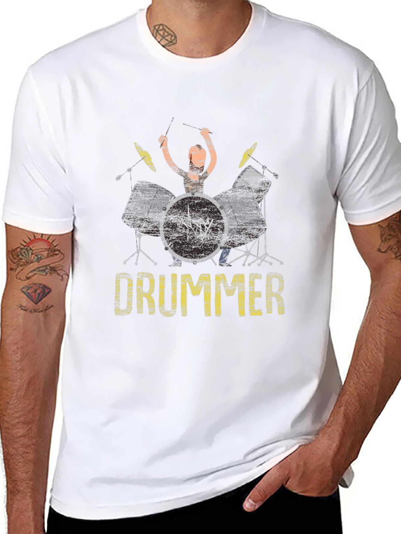 Drummer Graphic Print Black T-Shirt