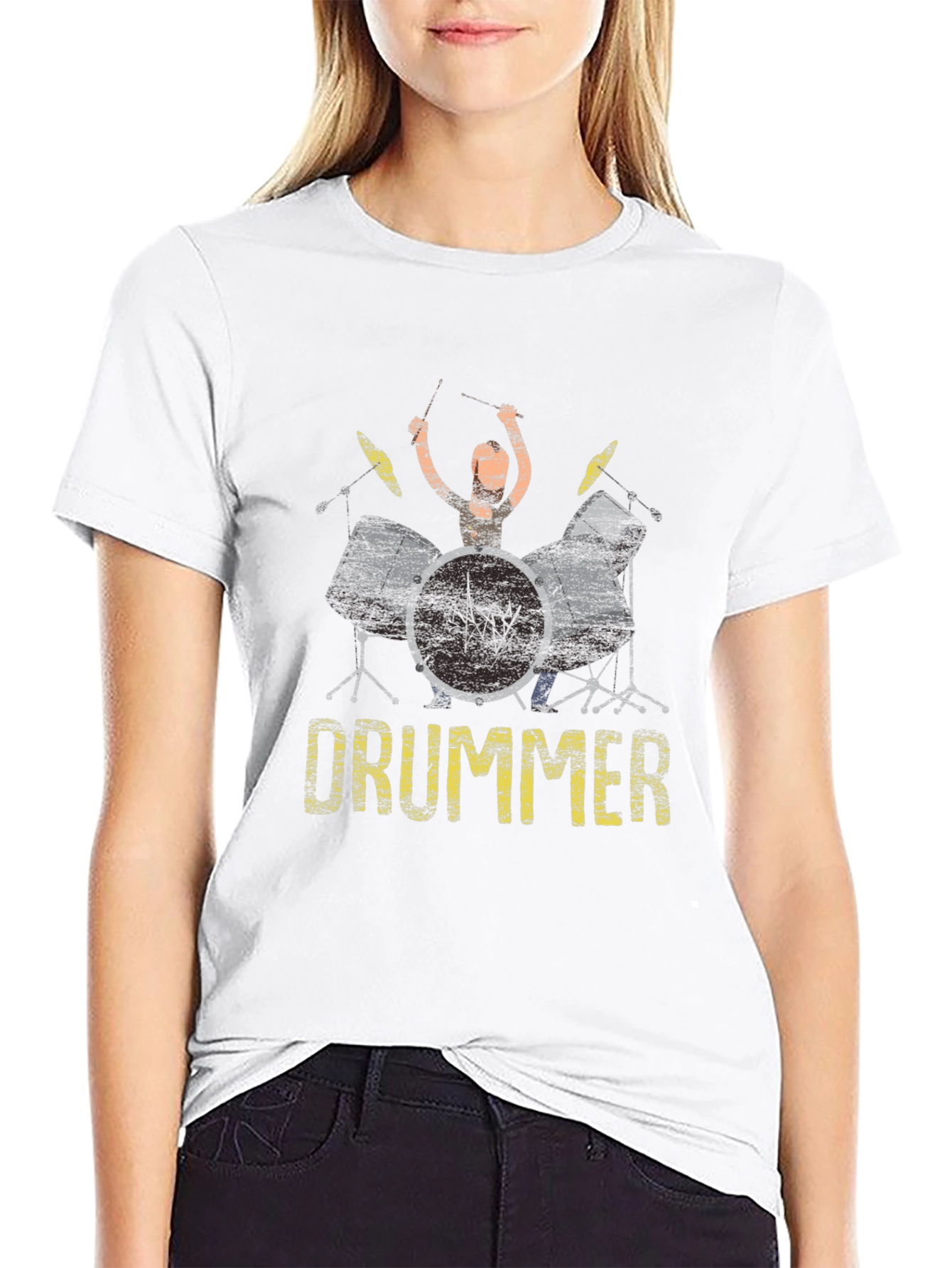 Drummer Graphic Print Black T-Shirt