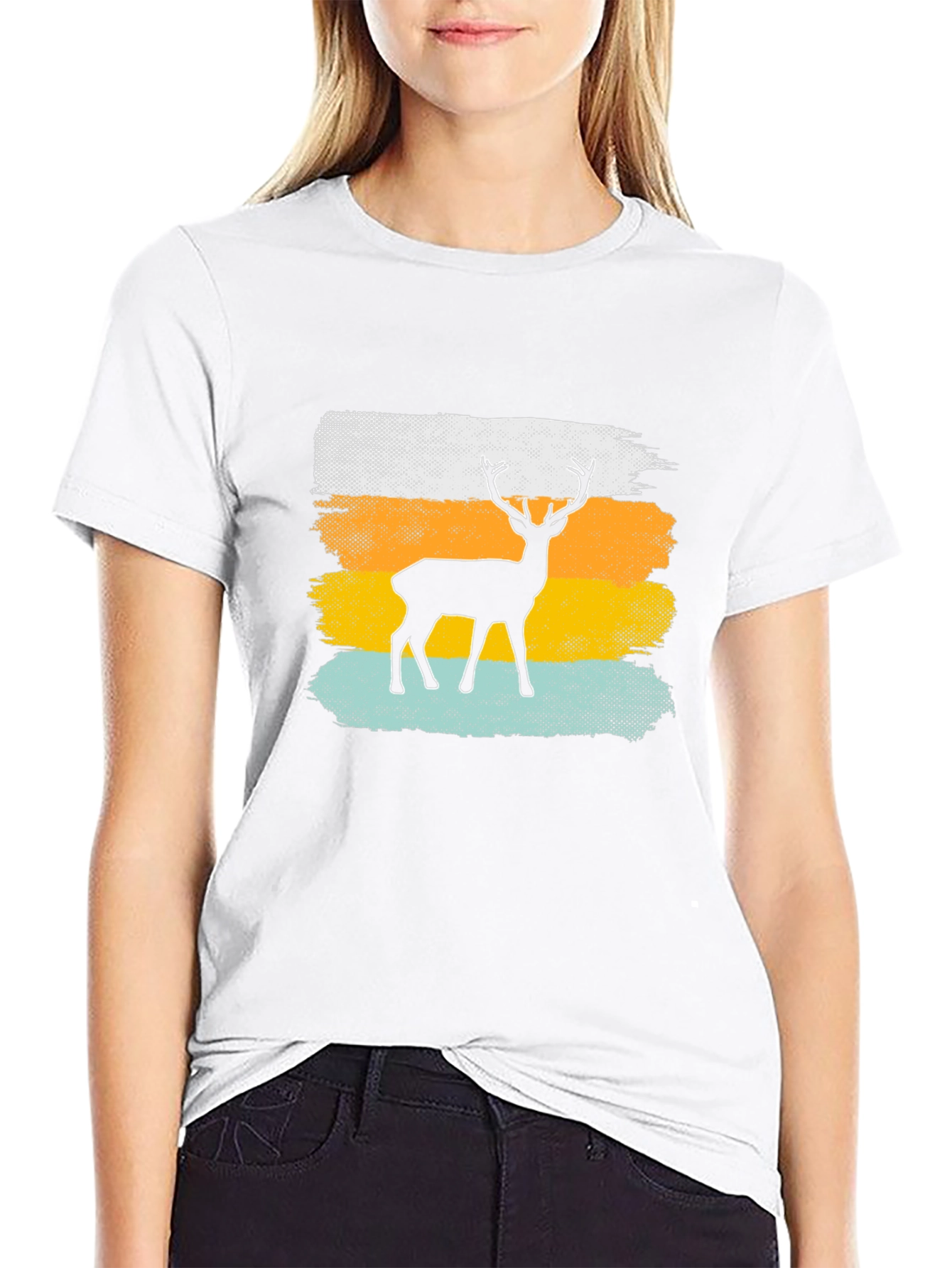 Retro Deer Graphic Tee - Mens Black T-Shirt