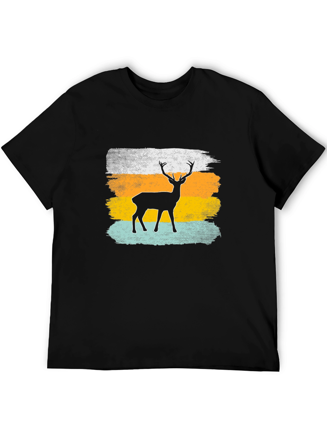Retro Deer Graphic Tee - Mens Black T-Shirt