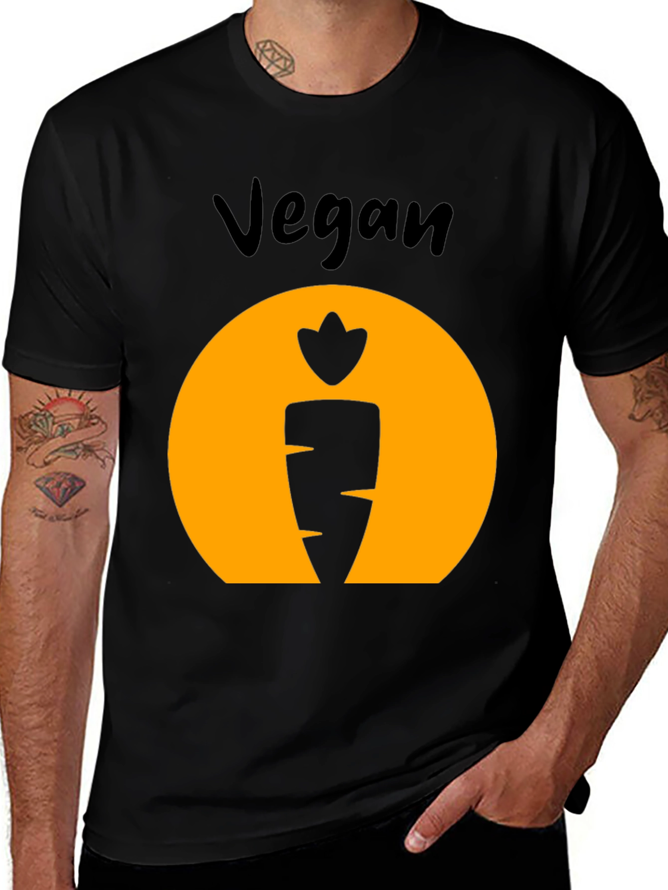 Vegan Carrot Graphic Tee - Black