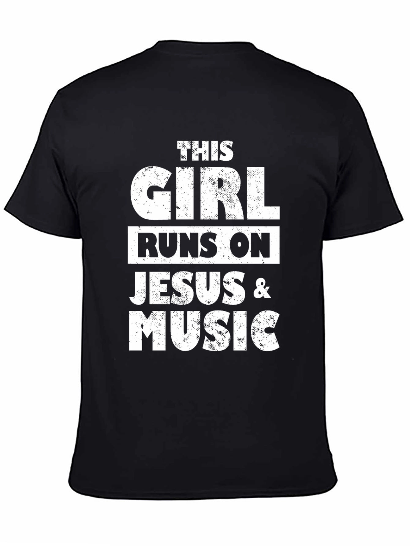This Girl Runs on Jesus & Music Black T-Shirt