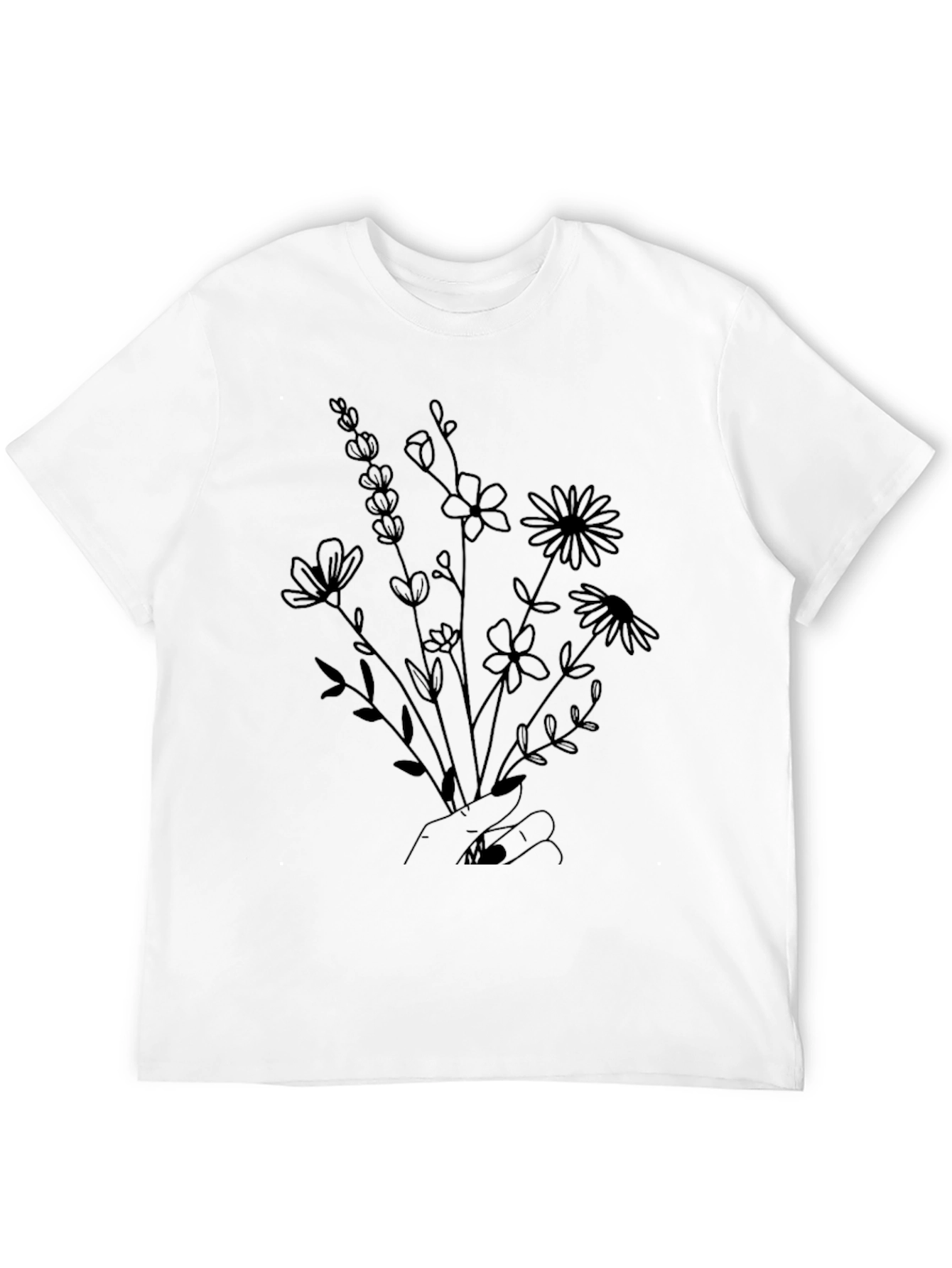 Floral Bouquet Graphic Tee - Hand Drawn Flowers