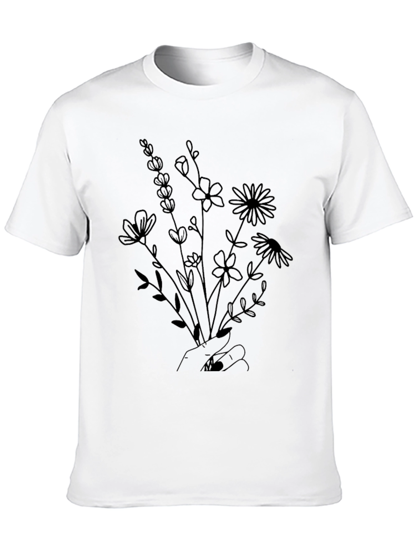 Floral Bouquet Graphic Tee - Hand Drawn Flowers