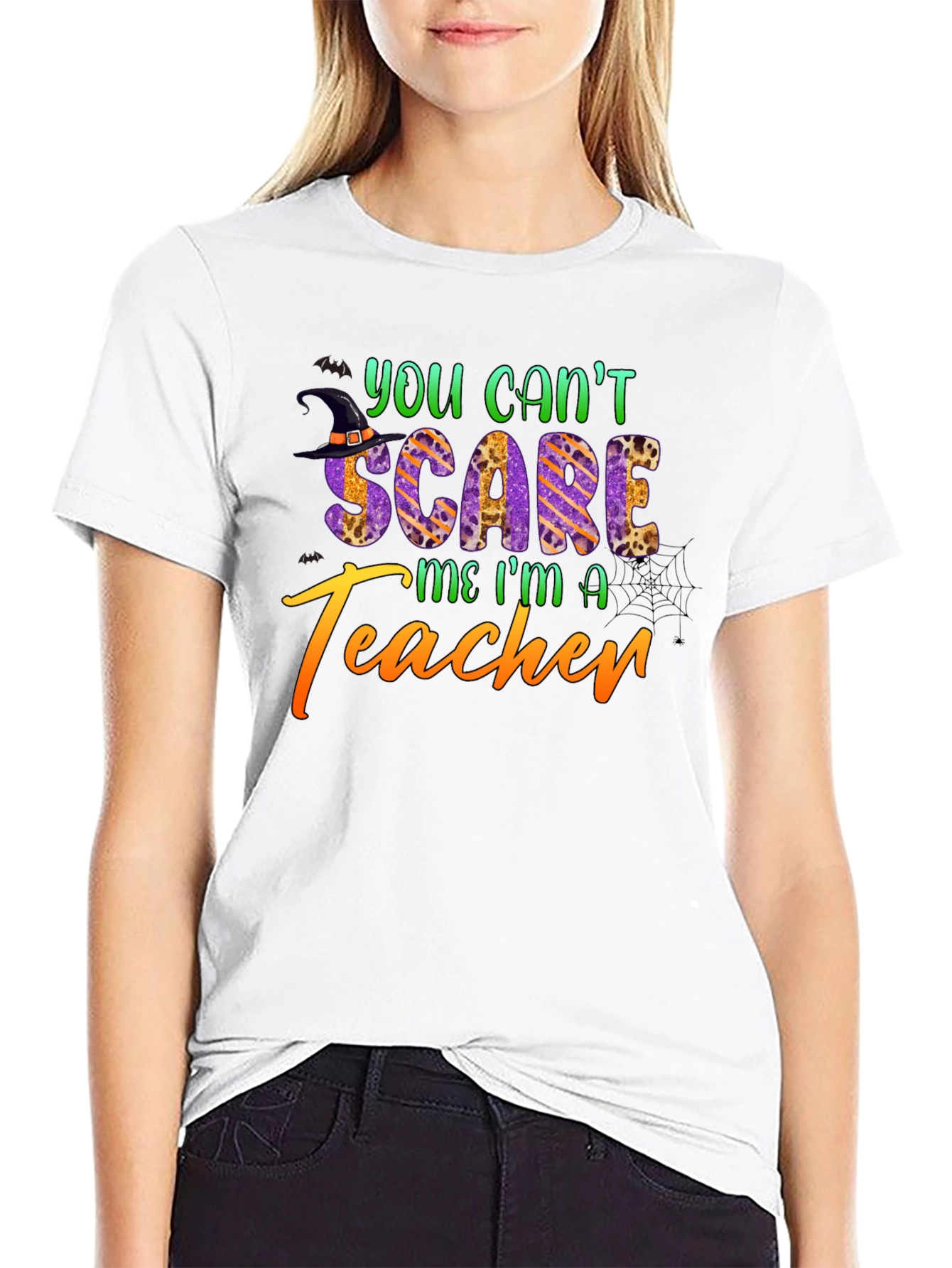 You Cant Scare Me Im a Teacher Halloween T-Shirt