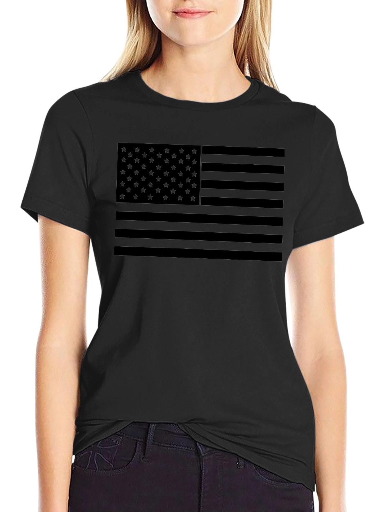 Blackout American Flag Graphic T-Shirt