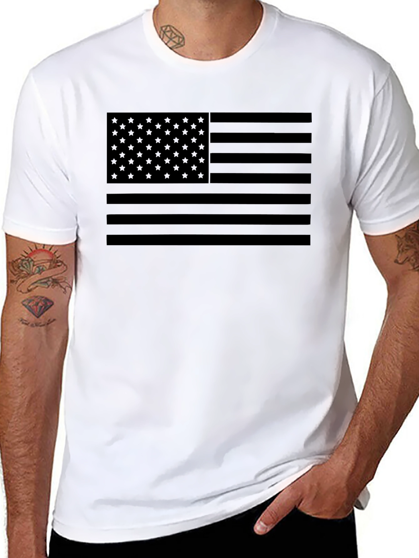 Blackout American Flag Graphic T-Shirt