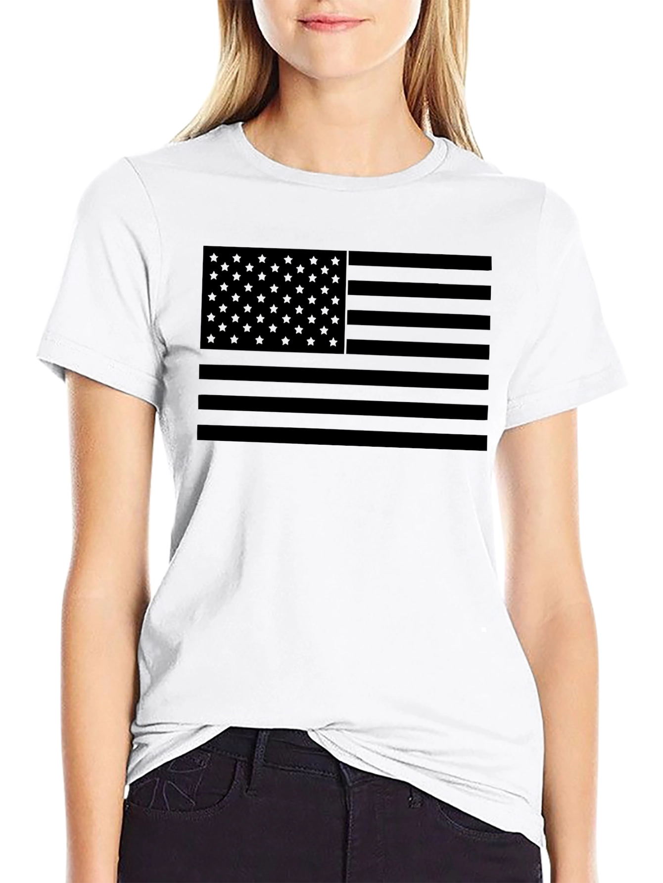 Blackout American Flag Graphic T-Shirt