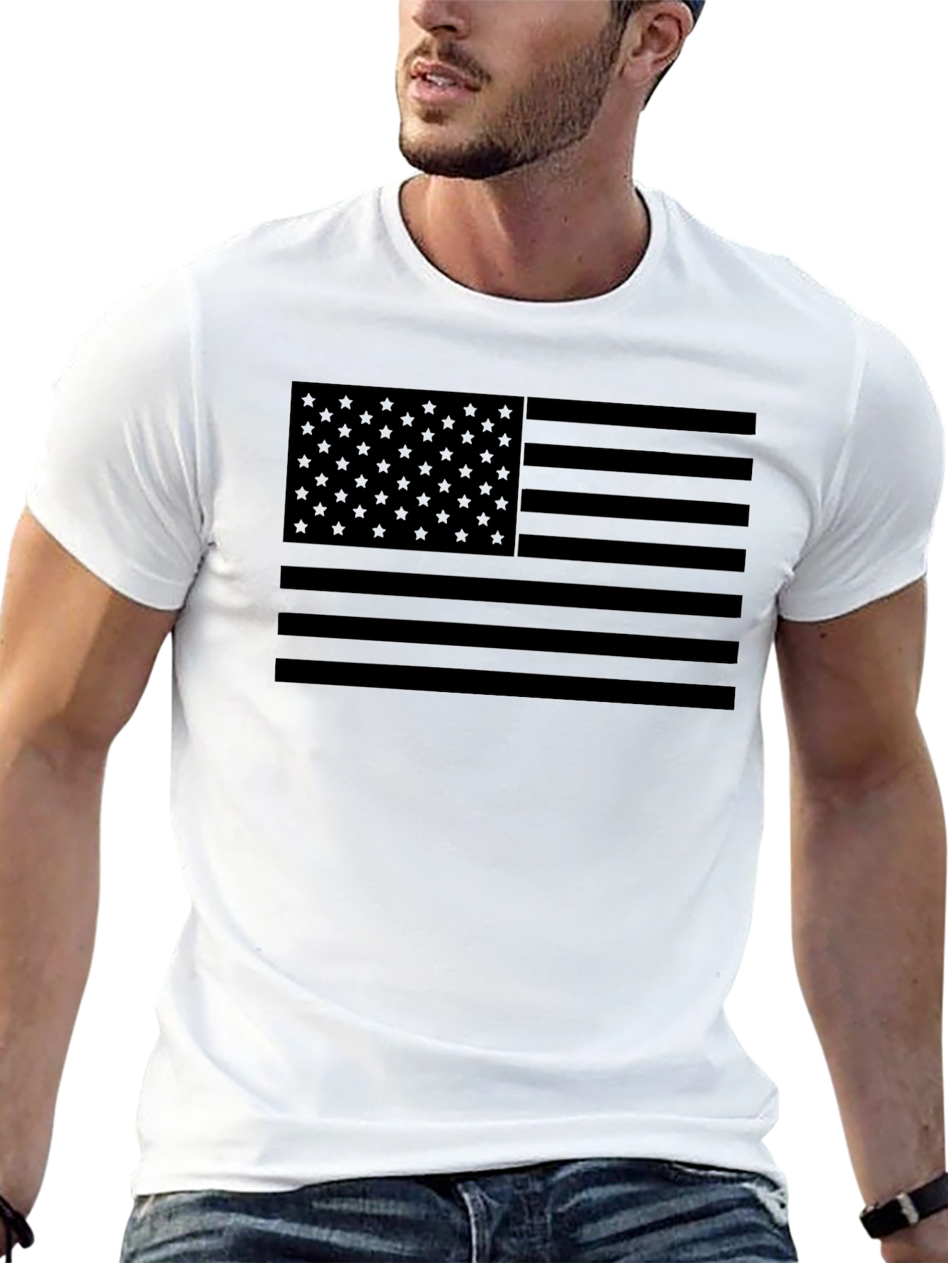 Blackout American Flag Graphic T-Shirt