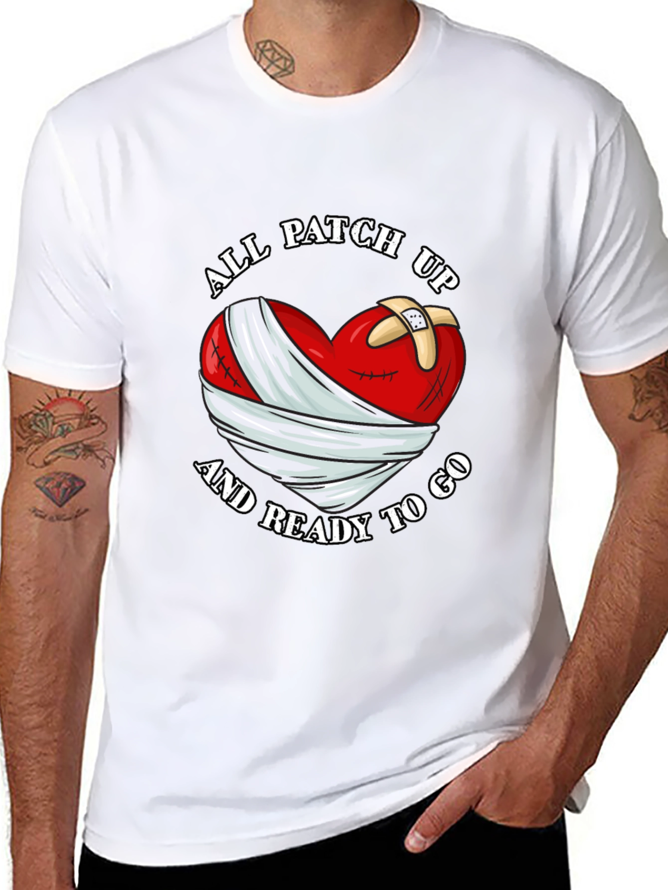 All Patched Up Heart Graphic Black T-Shirt