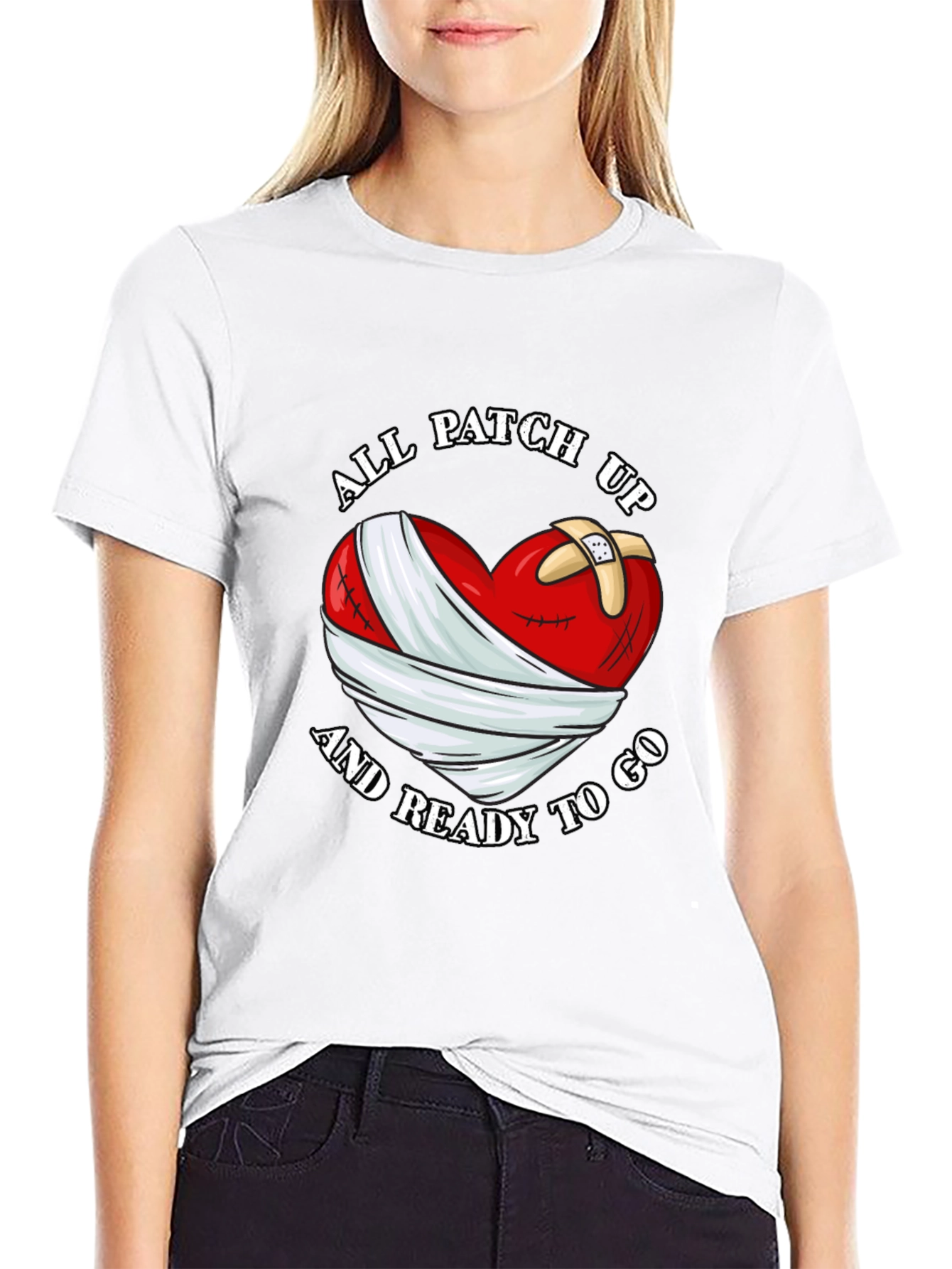 All Patched Up Heart Graphic Black T-Shirt
