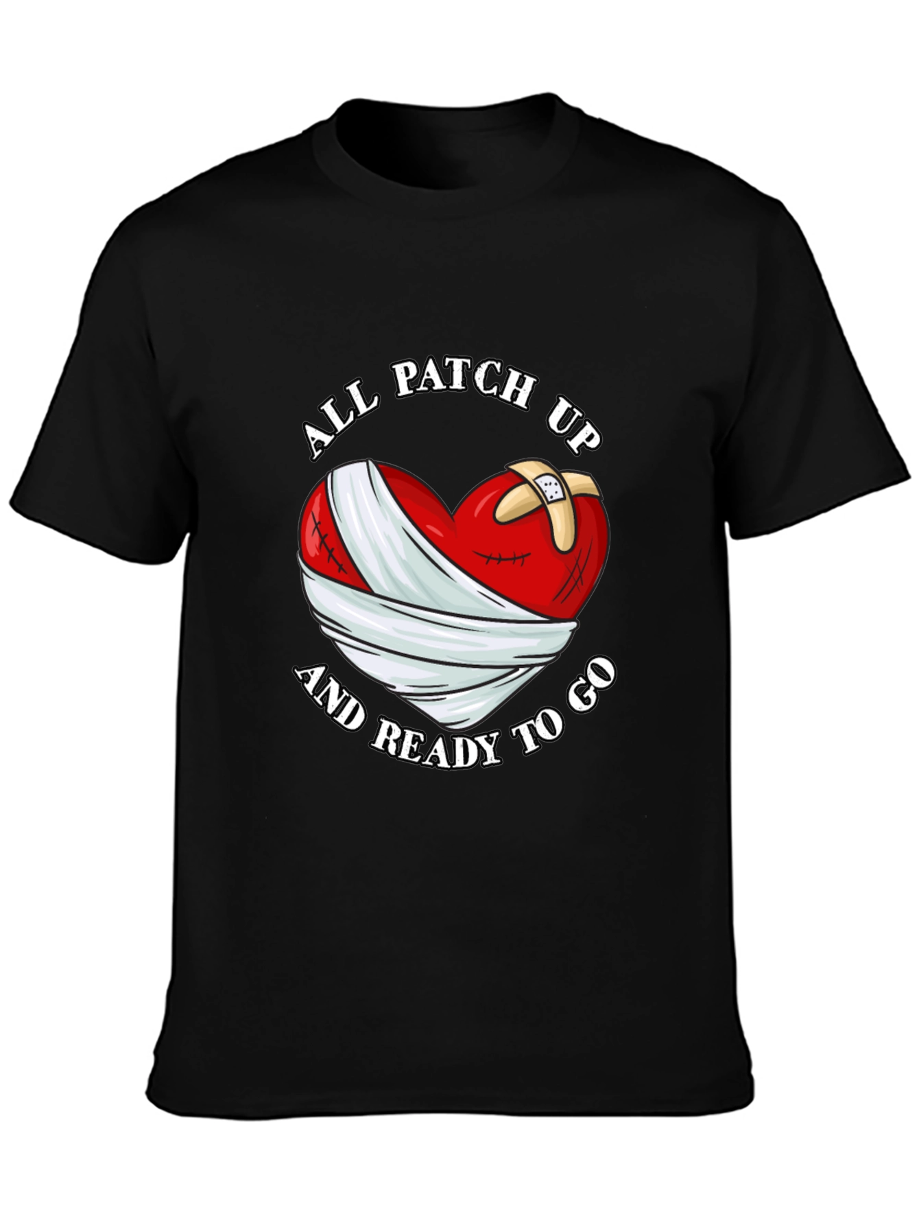 All Patched Up Heart Graphic Black T-Shirt