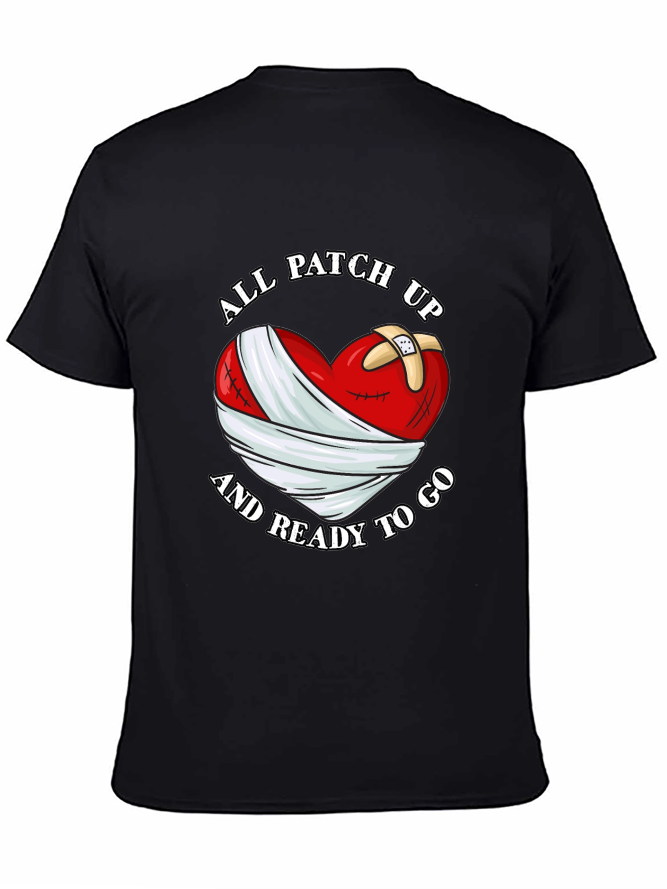 All Patched Up Heart Graphic Black T-Shirt
