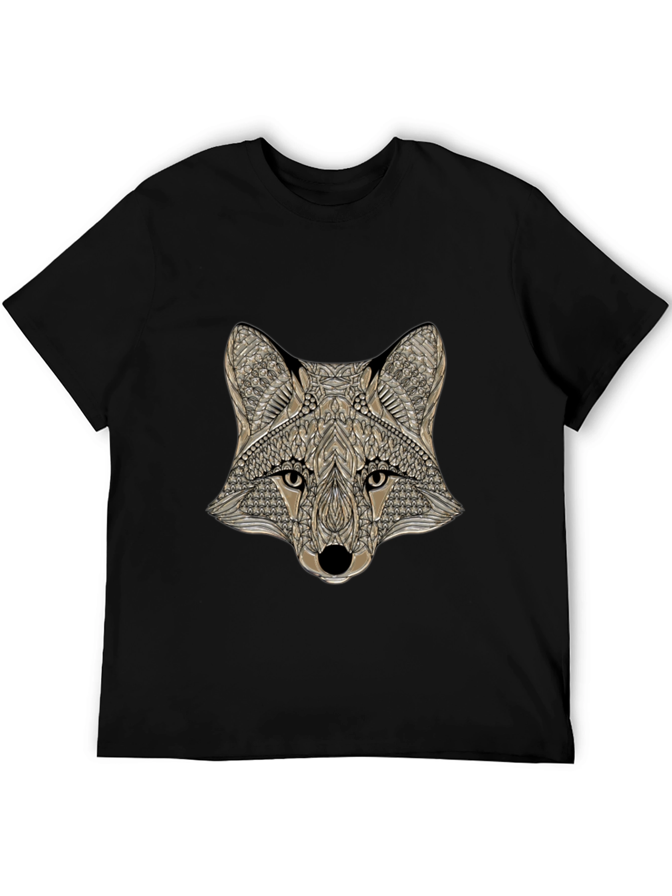 Geometric Fox Head Graphic Tee - Mens Black T-Shirt