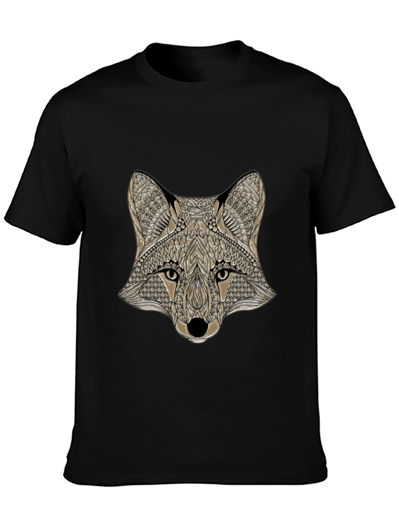 Geometric Fox Head Graphic Tee - Mens Black T-Shirt