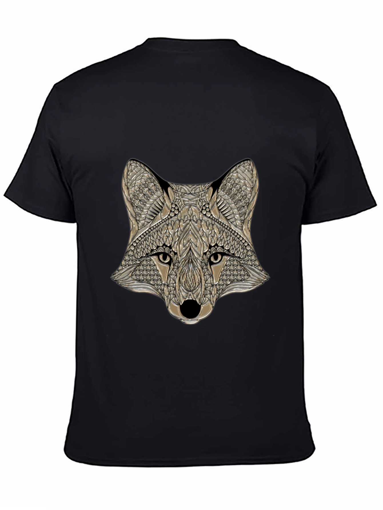 Geometric Fox Head Graphic Tee - Mens Black T-Shirt