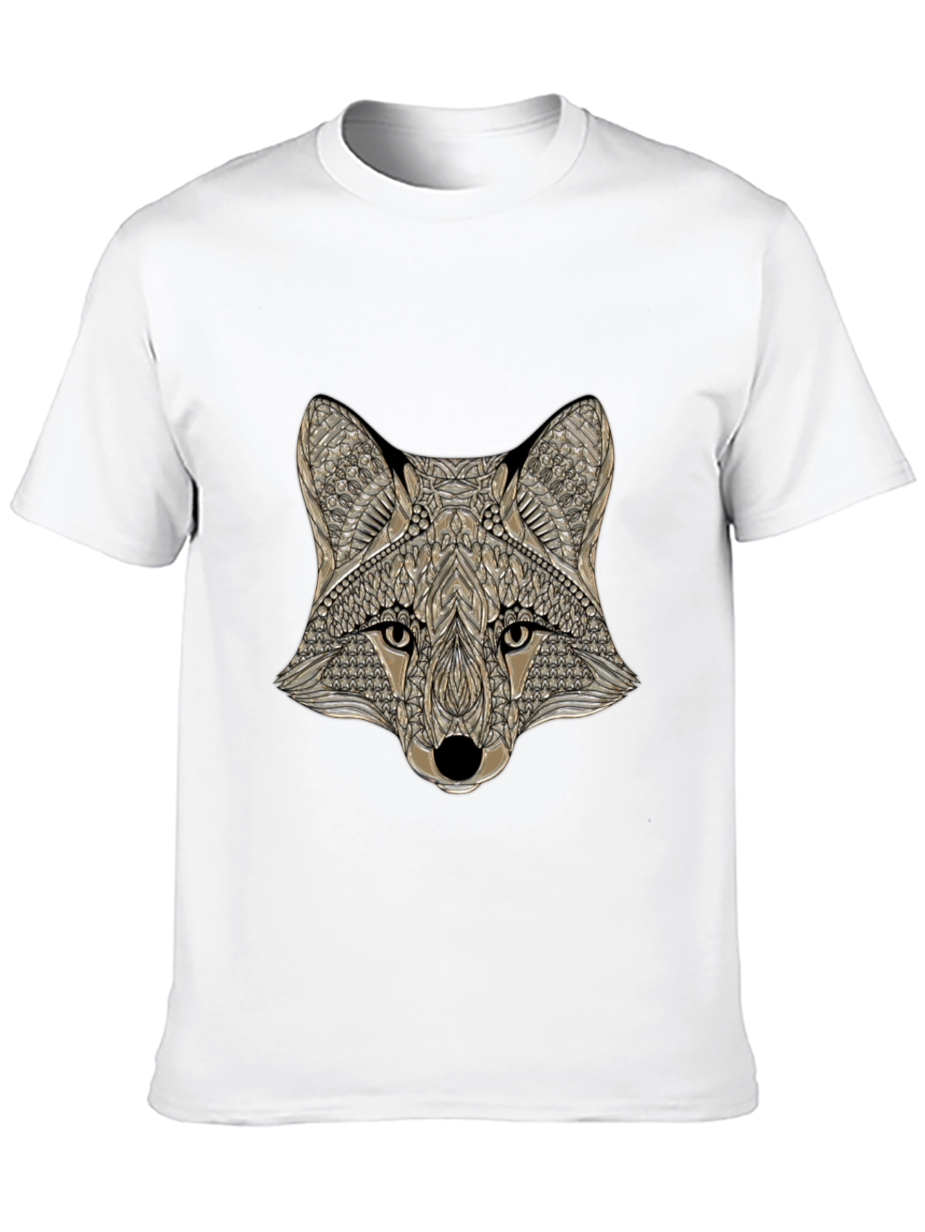 Geometric Fox Head Graphic Tee - Mens Black T-Shirt