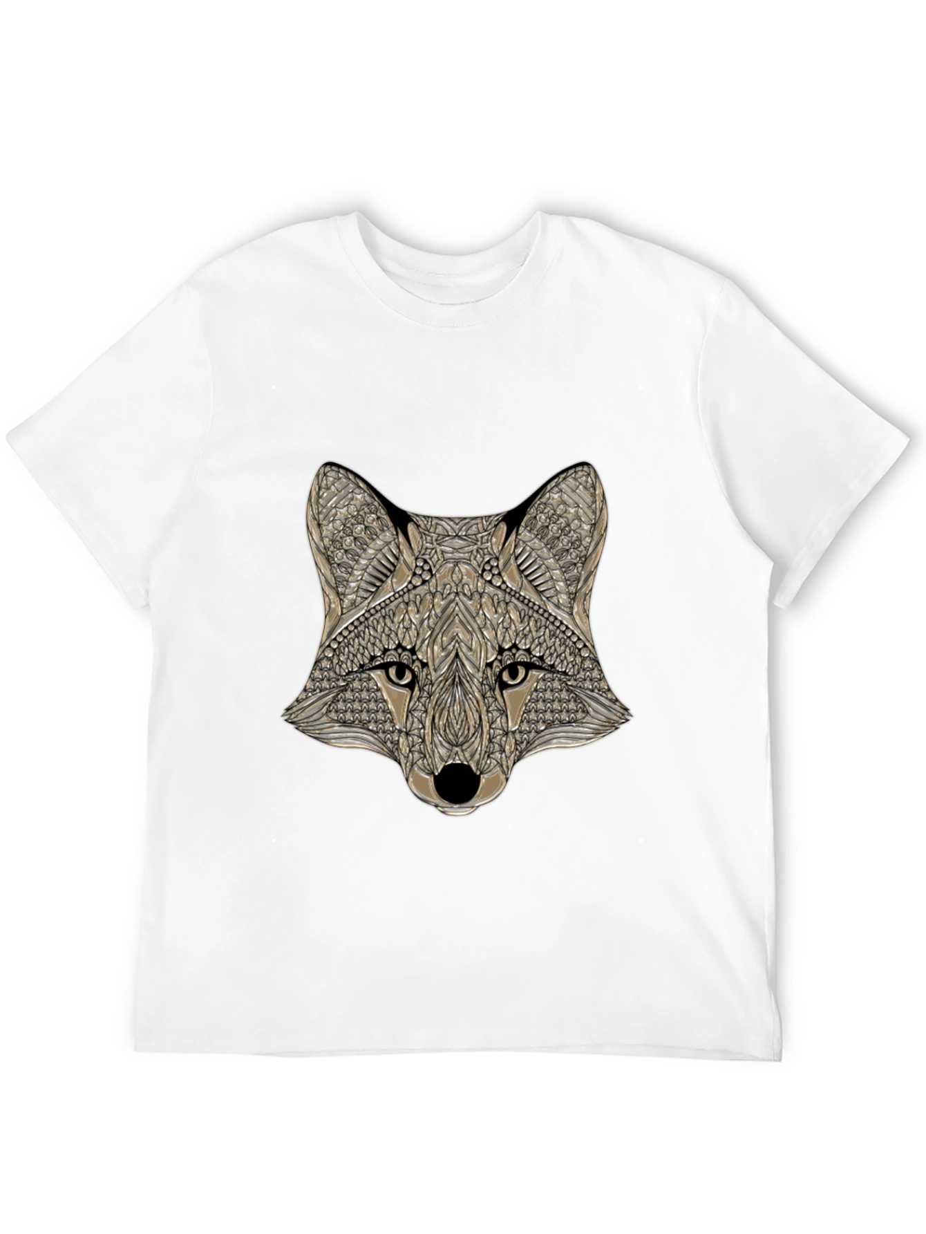 Geometric Fox Head Graphic Tee - Mens Black T-Shirt