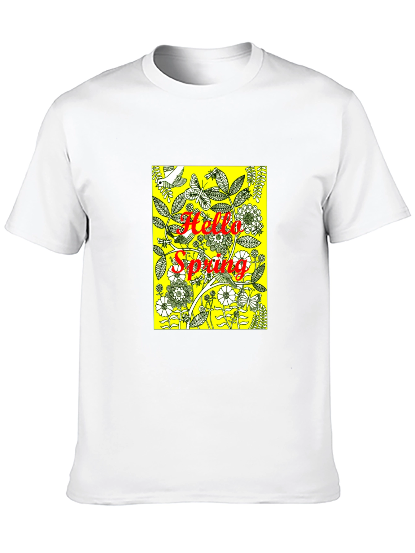 Hello Spring Black Graphic Tee