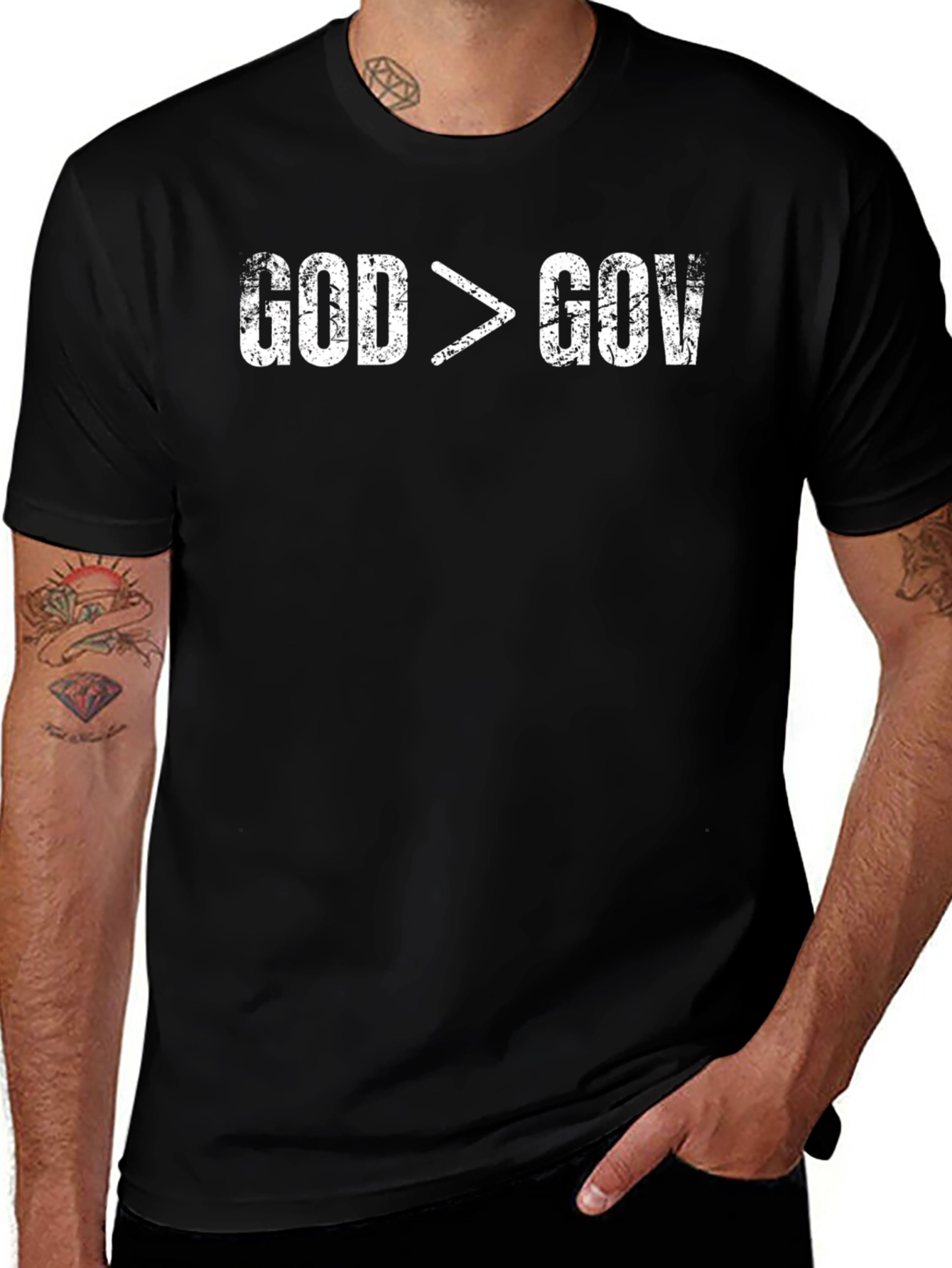 God is Greater Than Gov Distressed T-Shirt