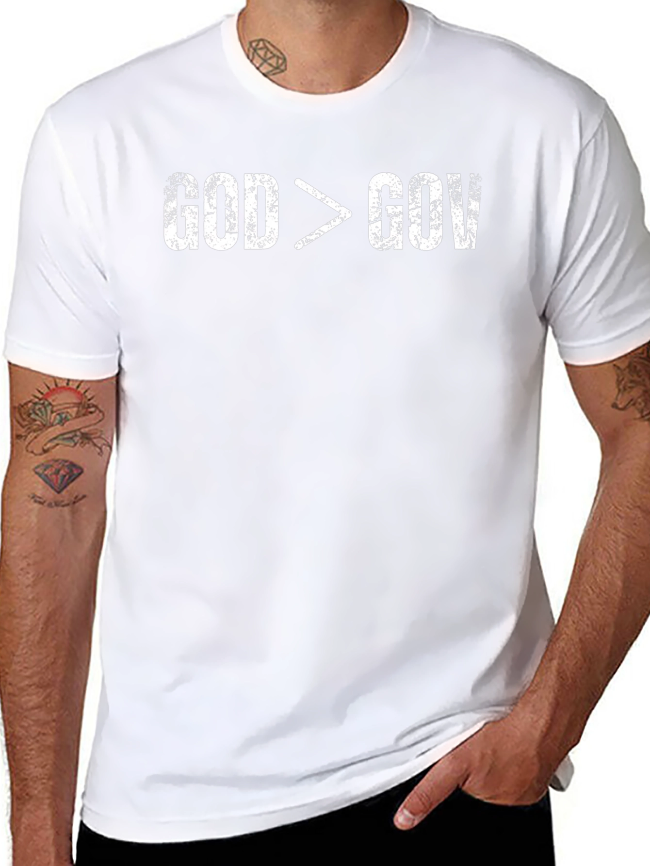 God is Greater Than Gov Distressed T-Shirt