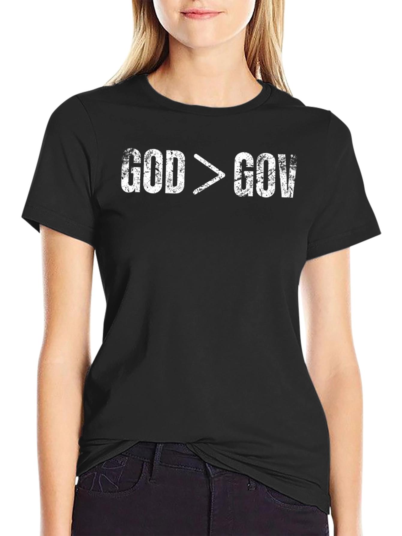 God is Greater Than Gov Distressed T-Shirt