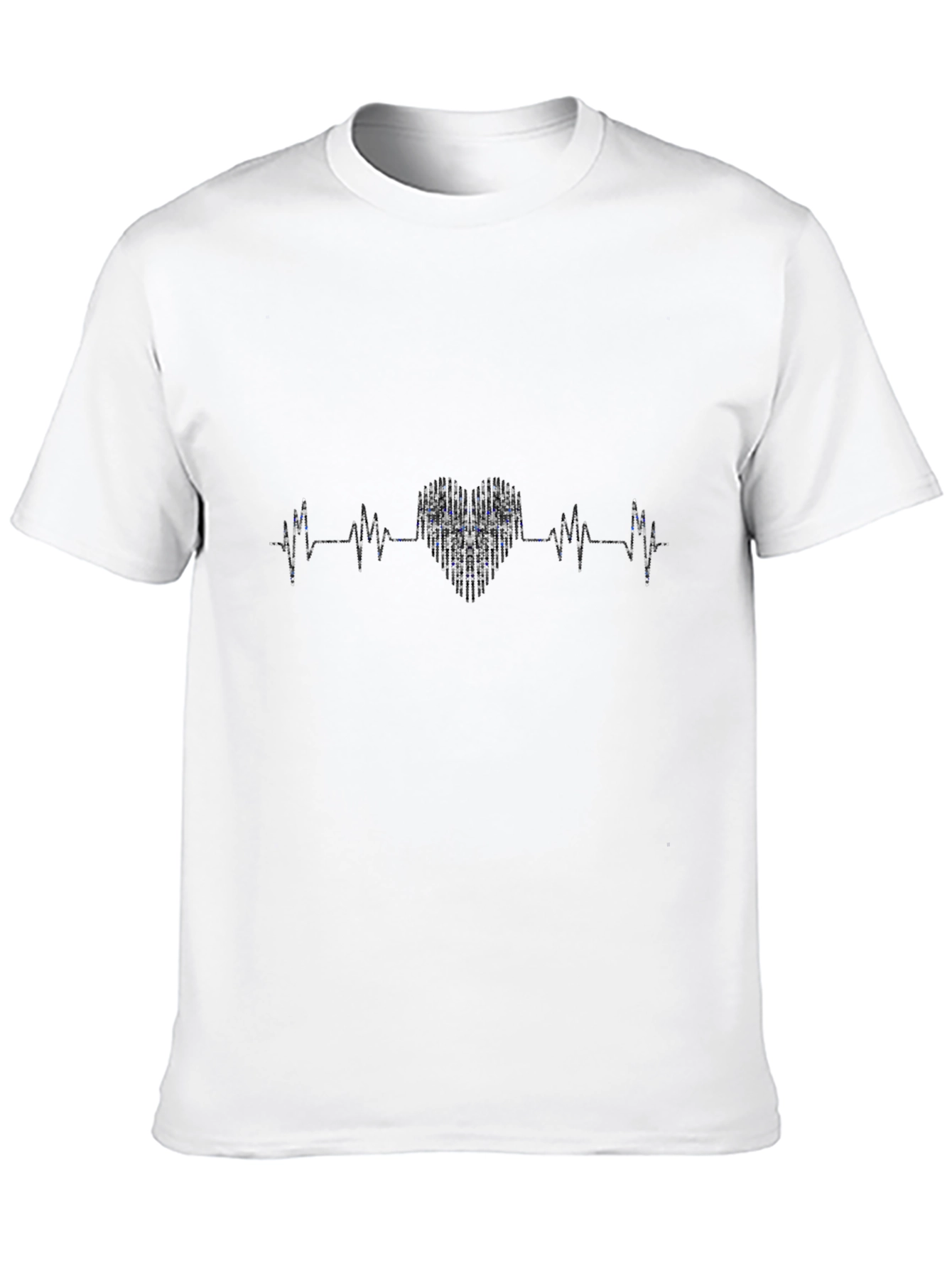 Heartbeat Heart Design Black T-Shirt