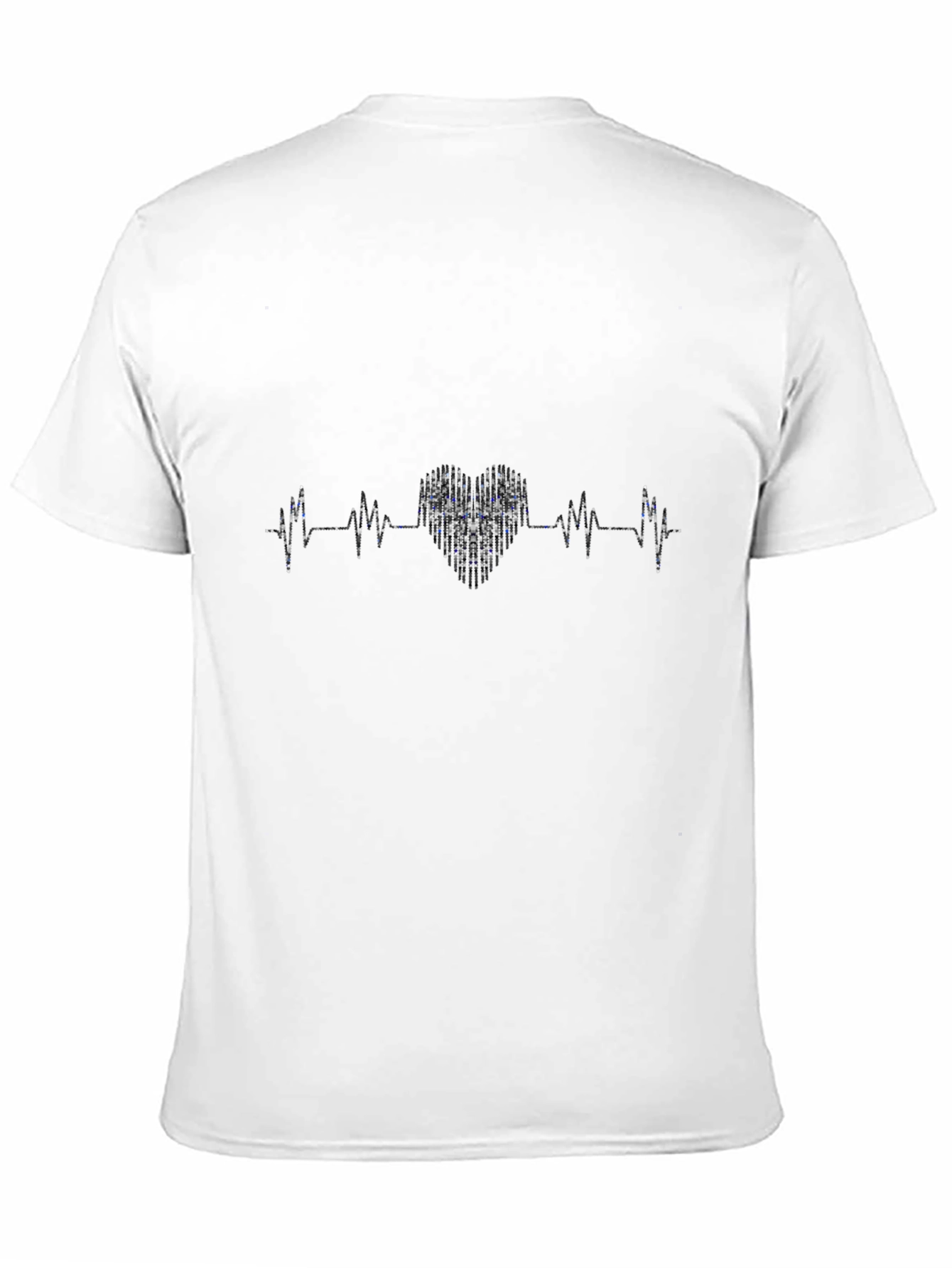 Heartbeat Heart Design Black T-Shirt