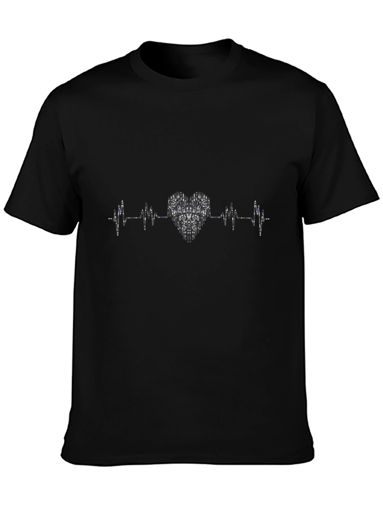 Heartbeat Heart Design Black T-Shirt