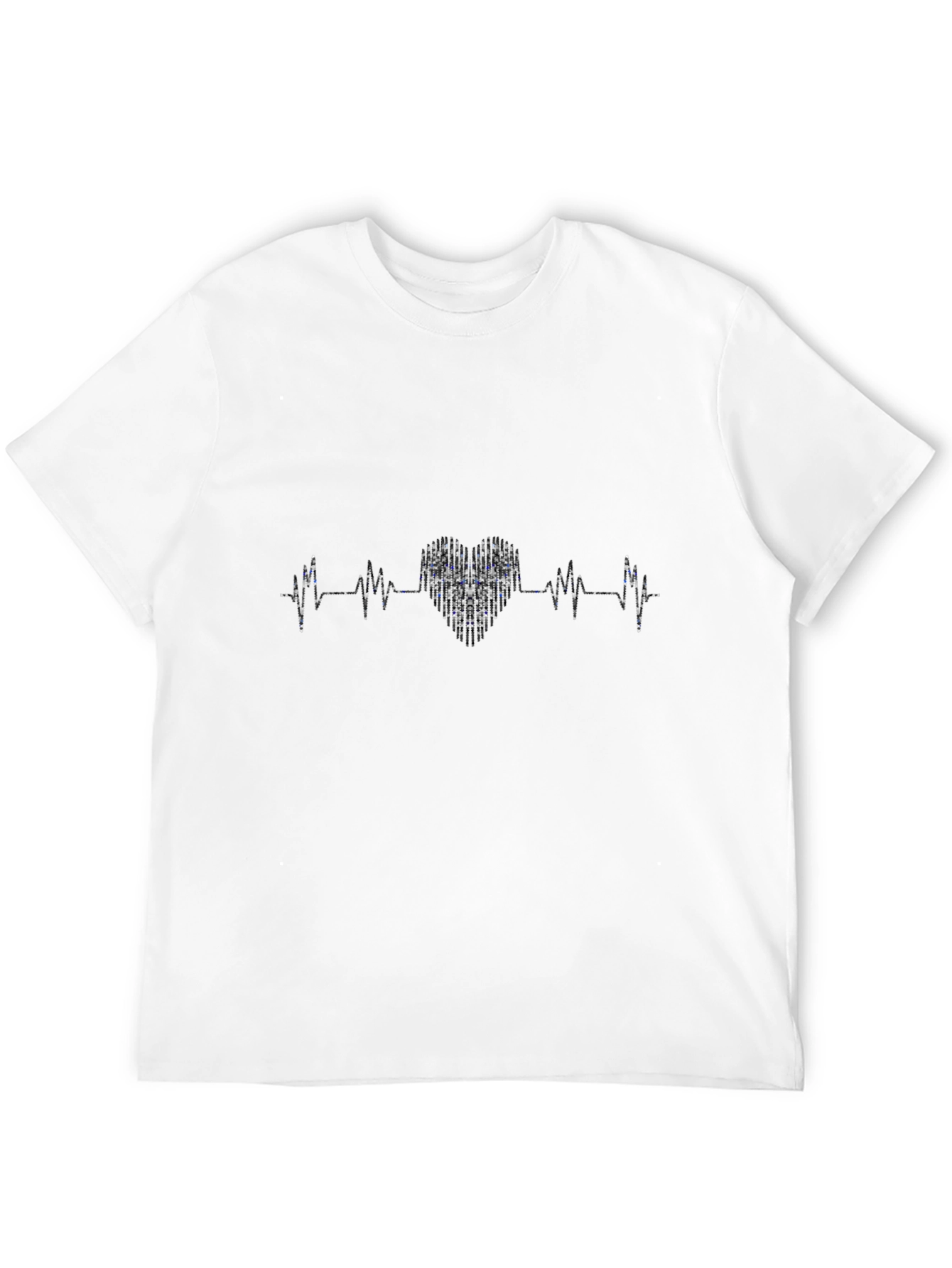 Heartbeat Heart Design Black T-Shirt