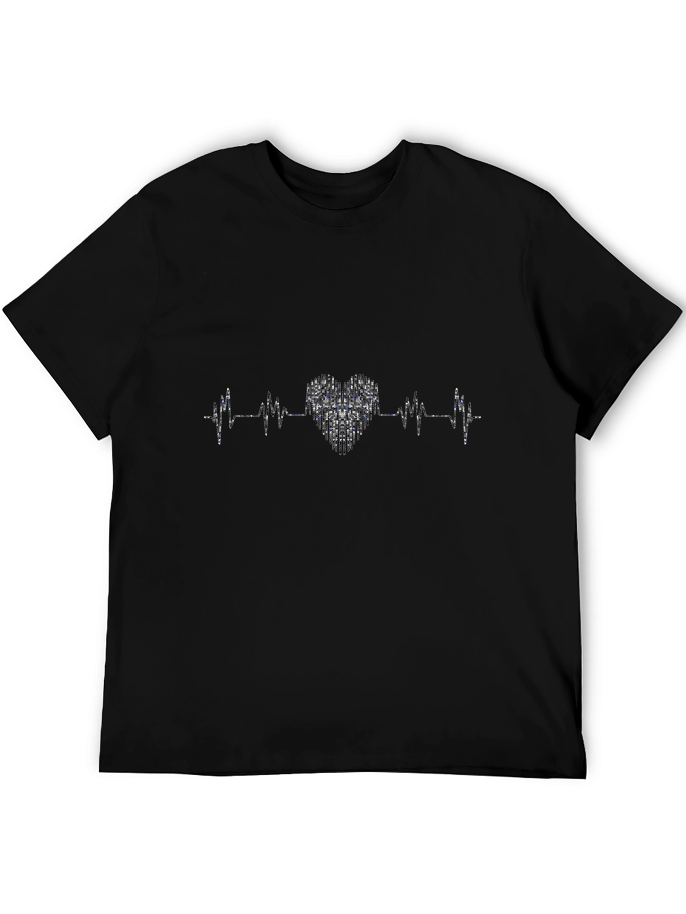 Heartbeat Heart Design Black T-Shirt