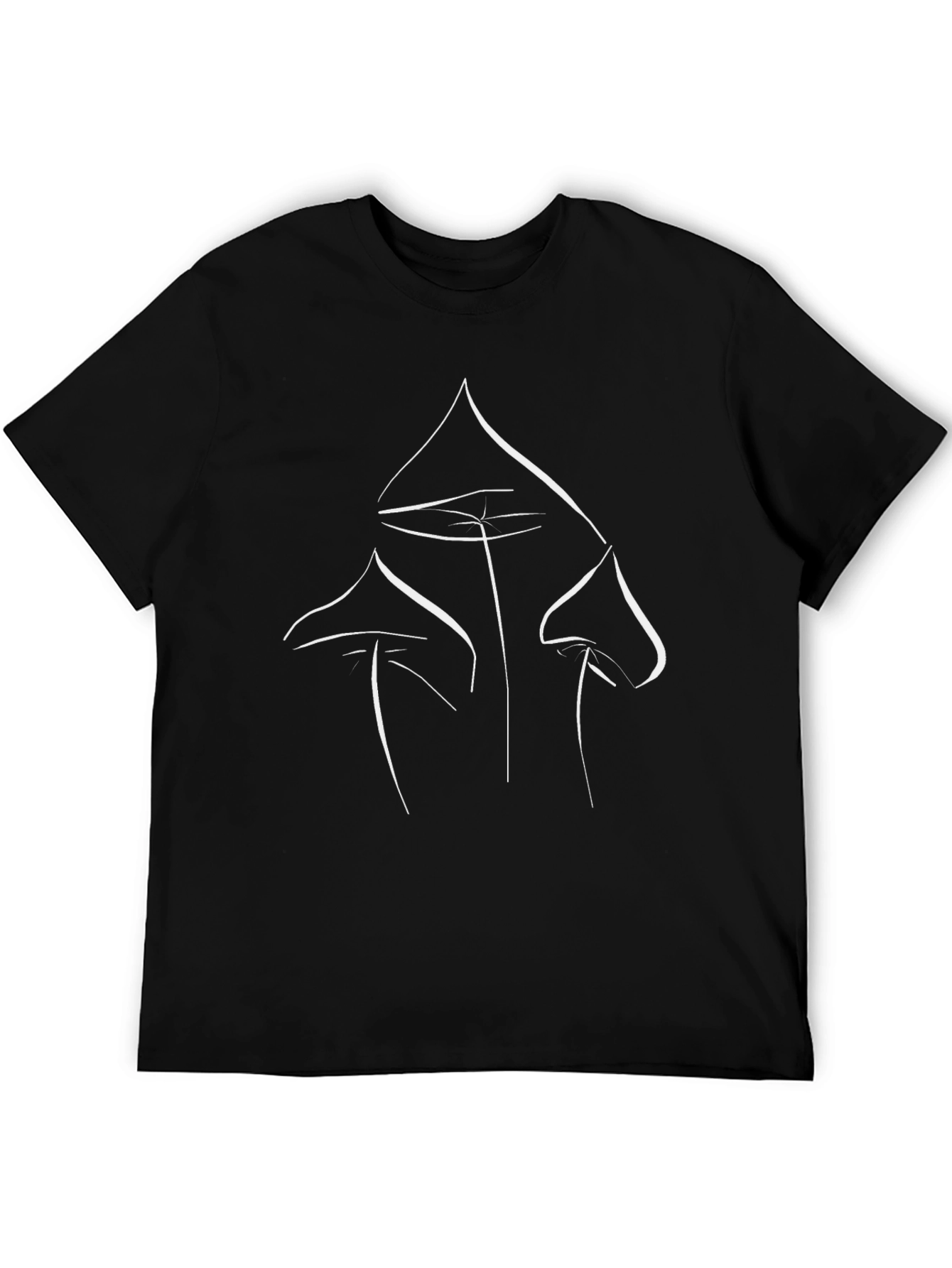 Minimalist Mushroom Graphic Tee - Black