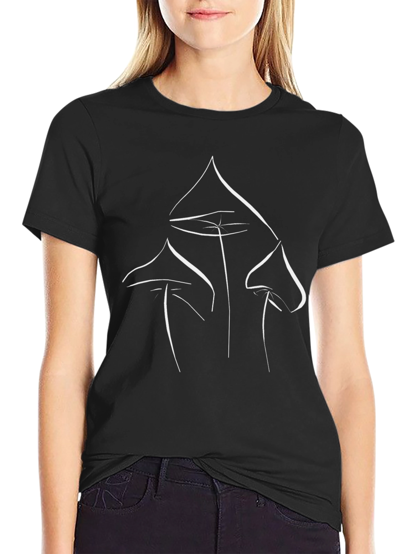 Minimalist Mushroom Graphic Tee - Black