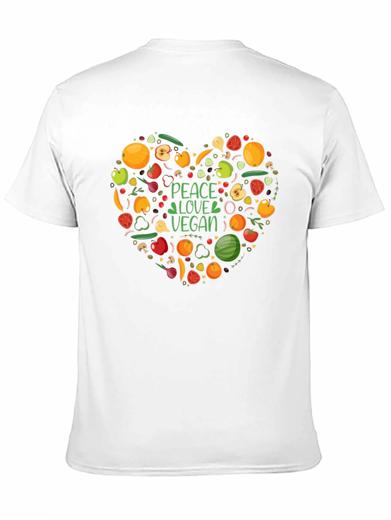 Peace Love Vegan T-Shirt - Heart Veggie Design