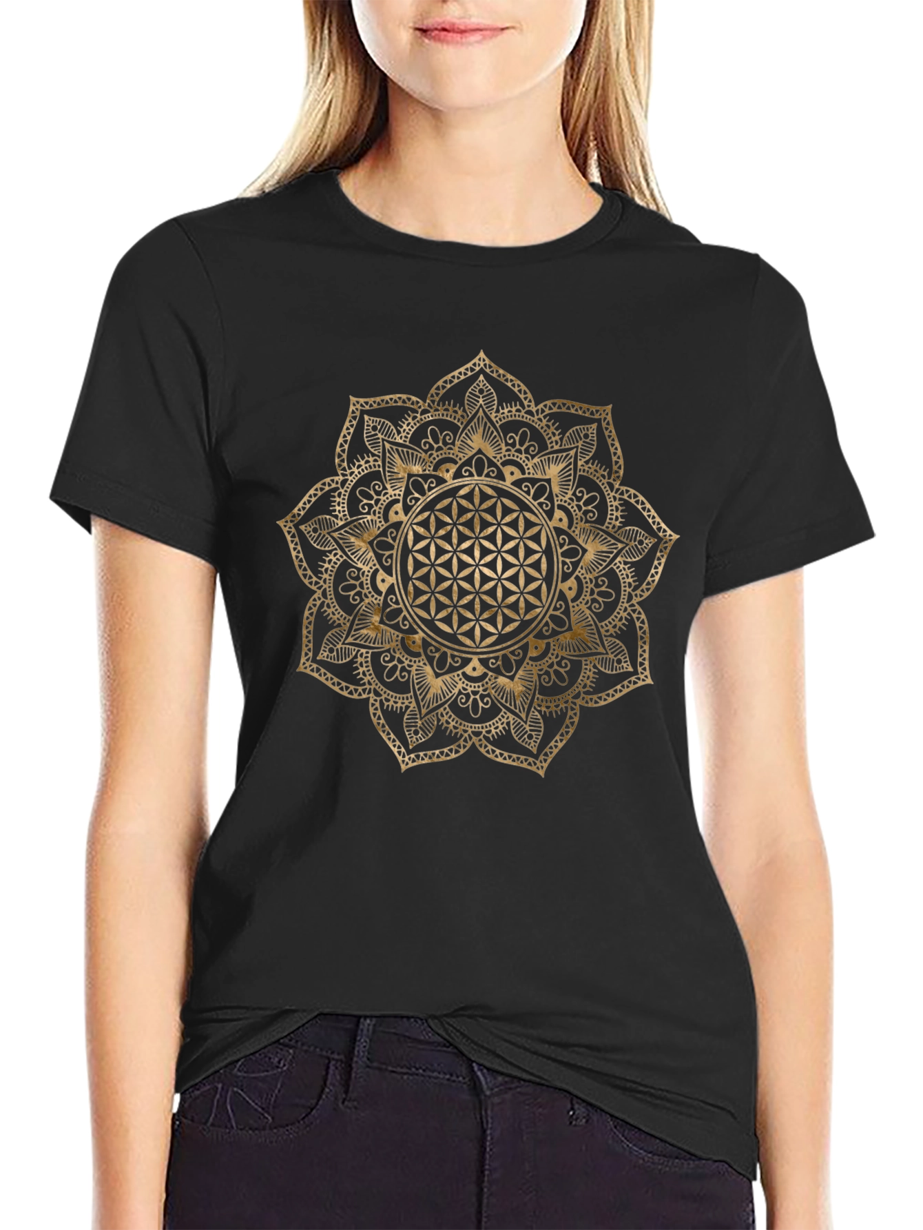 Geometric Flower of Life Graphic T-Shirt