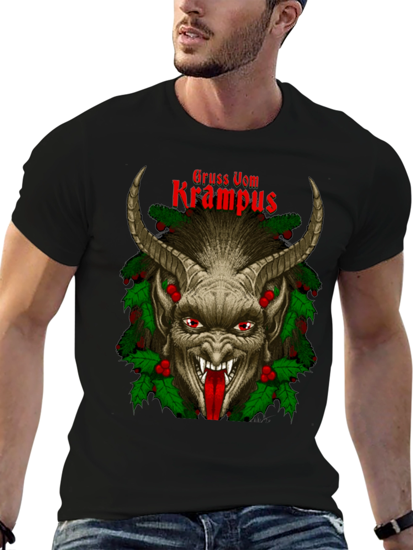 Gruss Vom Krampus Graphic Tee - Holiday Devil Shirt