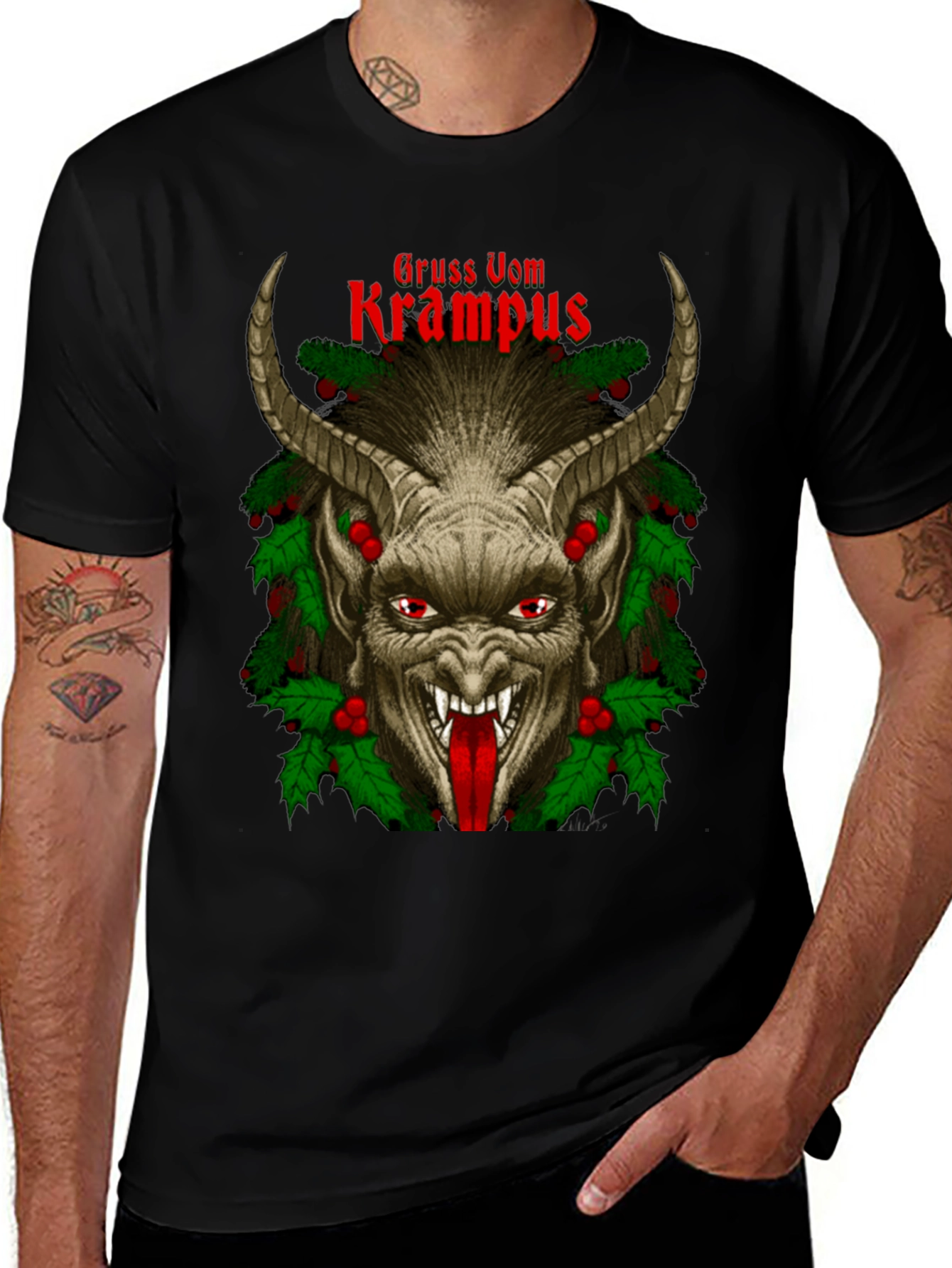 Gruss Vom Krampus Graphic Tee - Holiday Devil Shirt