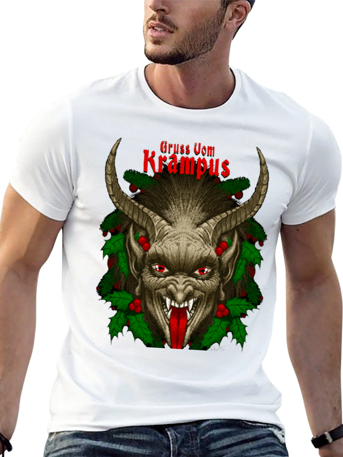 Gruss Vom Krampus Graphic Tee - Holiday Devil Shirt